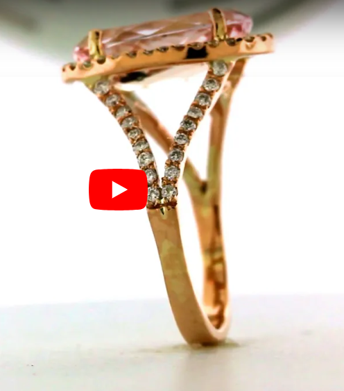 4.19 CT Oval Morganite Diamond Ring 0.68 CT TW Diamonds 14K Rose Gold MGR002 - NorthandSouthJewelry