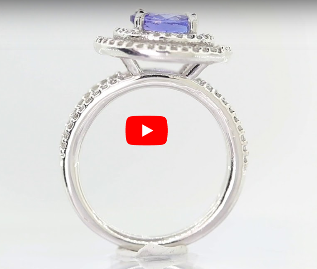 1.48 CT Tanzanite Diamond Ring 0.55 CT TW 14K White Gold TZR008 - NorthandSouthJewelry