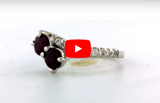 0.79 Ruby Diamond Ring 0.35 CT TW 14K White Gold RBR003 - NorthandSouthJewelry