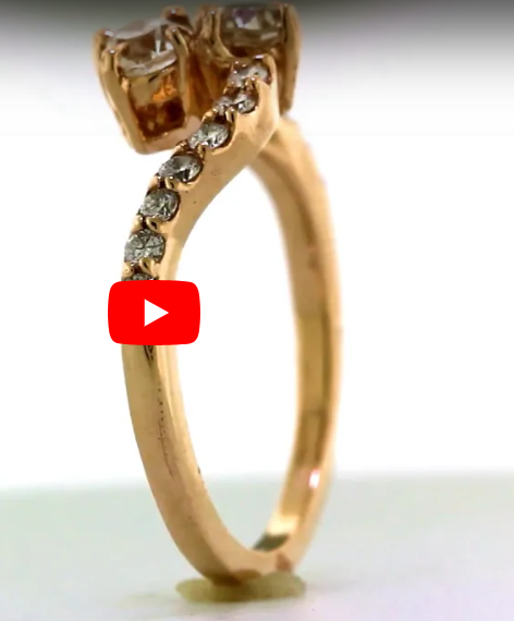 Two Stone Diamond Anniversary Band 0.76 ct tw Round-cut 14K Rose Gold BAN013 - NorthandSouthJewelry