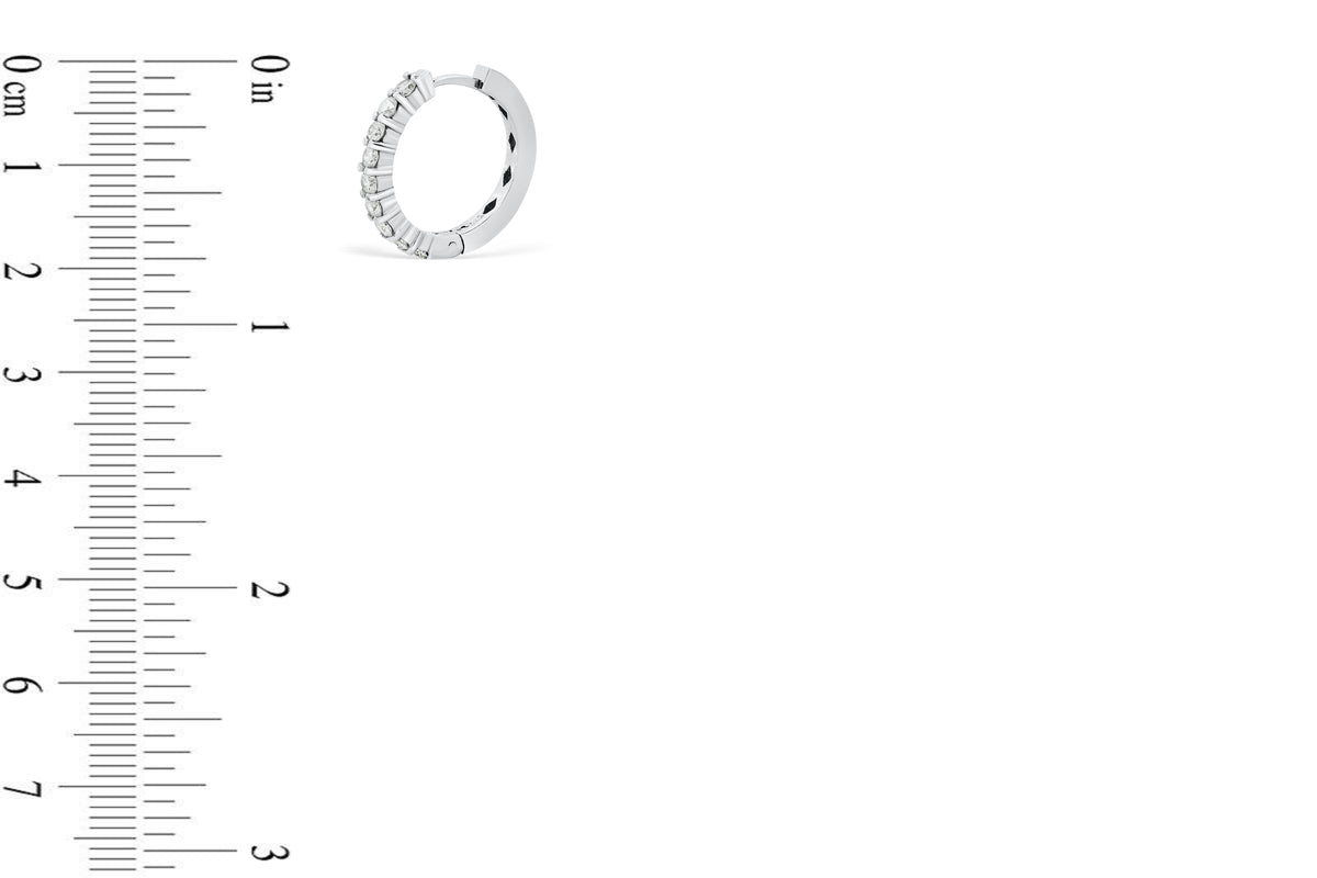 1.33 CT TW Round Diamond Hoop Earrings 14K White Gold DER002 - NorthandSouthJewelry