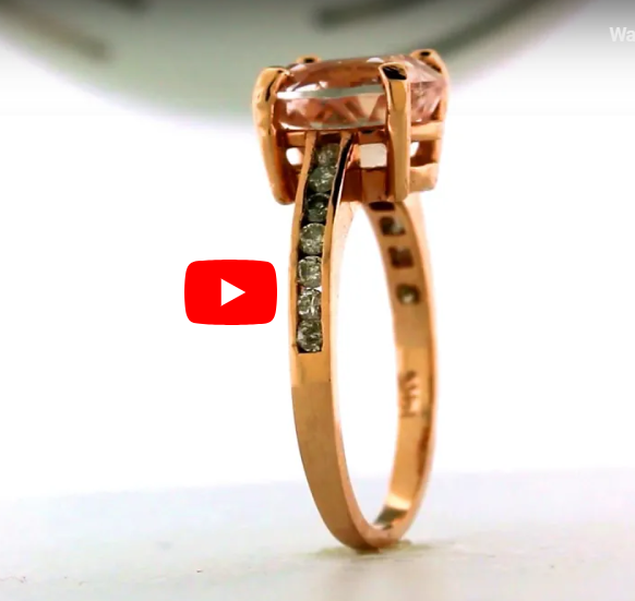 3.24 CT Oval Kunzite Diamond Ring 0.31 CT TW Diamonds 14K Rose Gold KZR003 - NorthandSouthJewelry