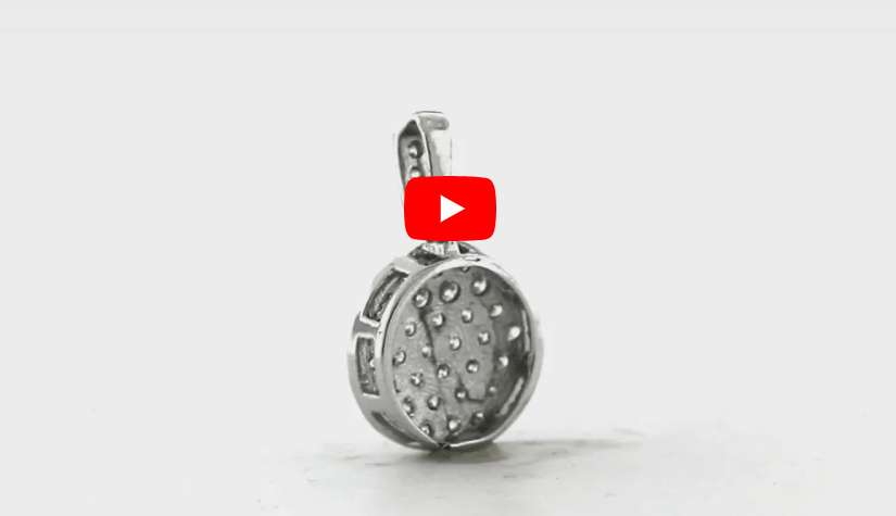 Round Pave Set Diamond Pendant 0.49 CT TW 14K White Gold DPEN023 - NorthandSouthJewelry