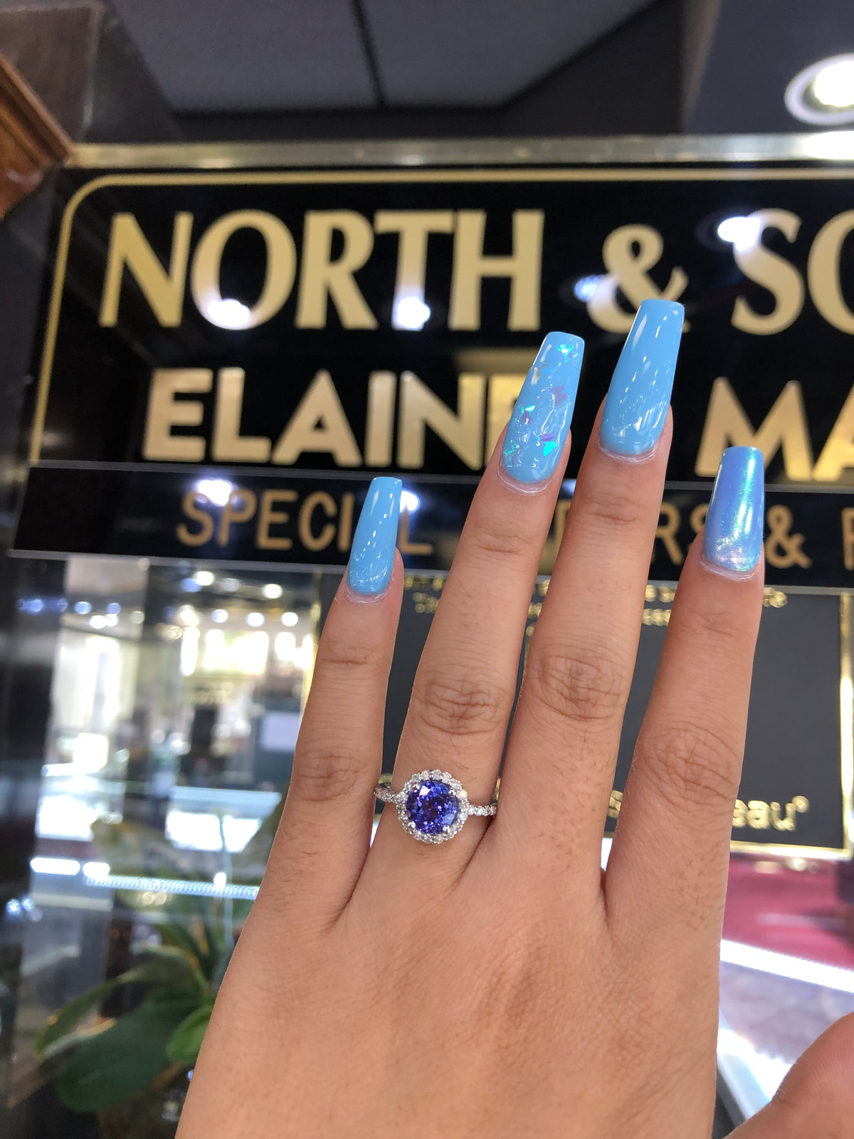 1.93 CT Tanzanite Diamond Ring 0.41 CT TW 14K White Gold TZR010 - NorthandSouthJewelry