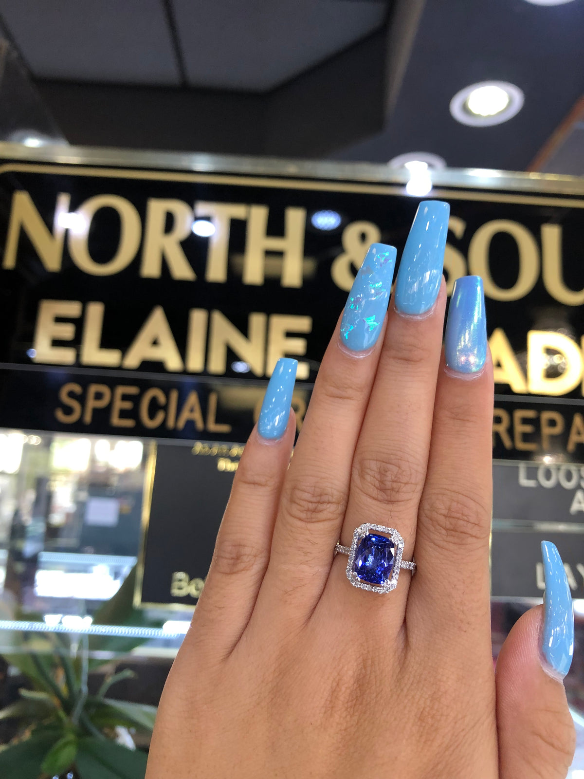 2.82 CT Emerald Cut Tanzanite Diamond Ring 0.38 CT TW 14K White Gold TZR014 - NorthandSouthJewelry