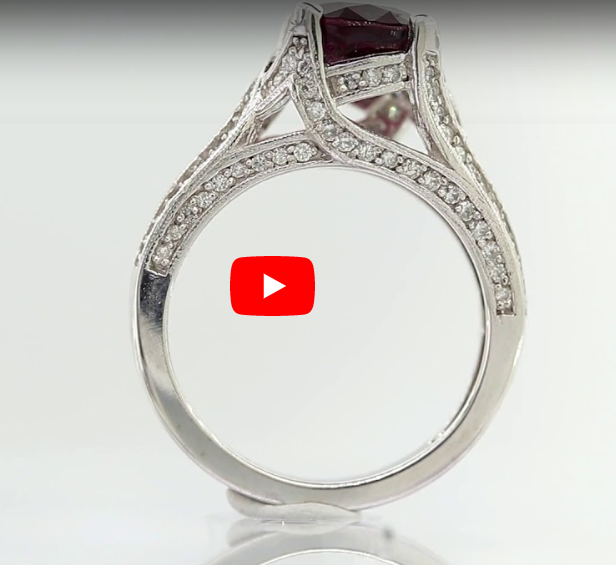 2.74 CT Oval Pink Tourmaline Diamond Ring 0.56 CT TW 14K White Gold PTR006 - NorthandSouthJewelry