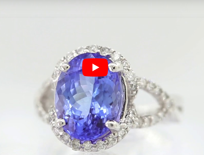 4.79 CT Oval Tanzanite Diamond Ring 0.82 CT TW 14K White Gold TZR013 - NorthandSouthJewelry