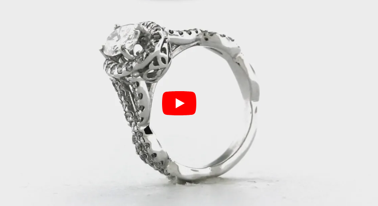 Oval Diamond Engagement Ring 1.61 ct tw 14K White Gold DENG043 - NorthandSouthJewelry