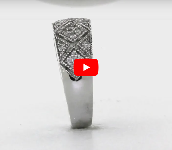 Diamond Anniversary Ring 0.41 ct tw Round-cut 14K White Gold BAN036 - NorthandSouthJewelry