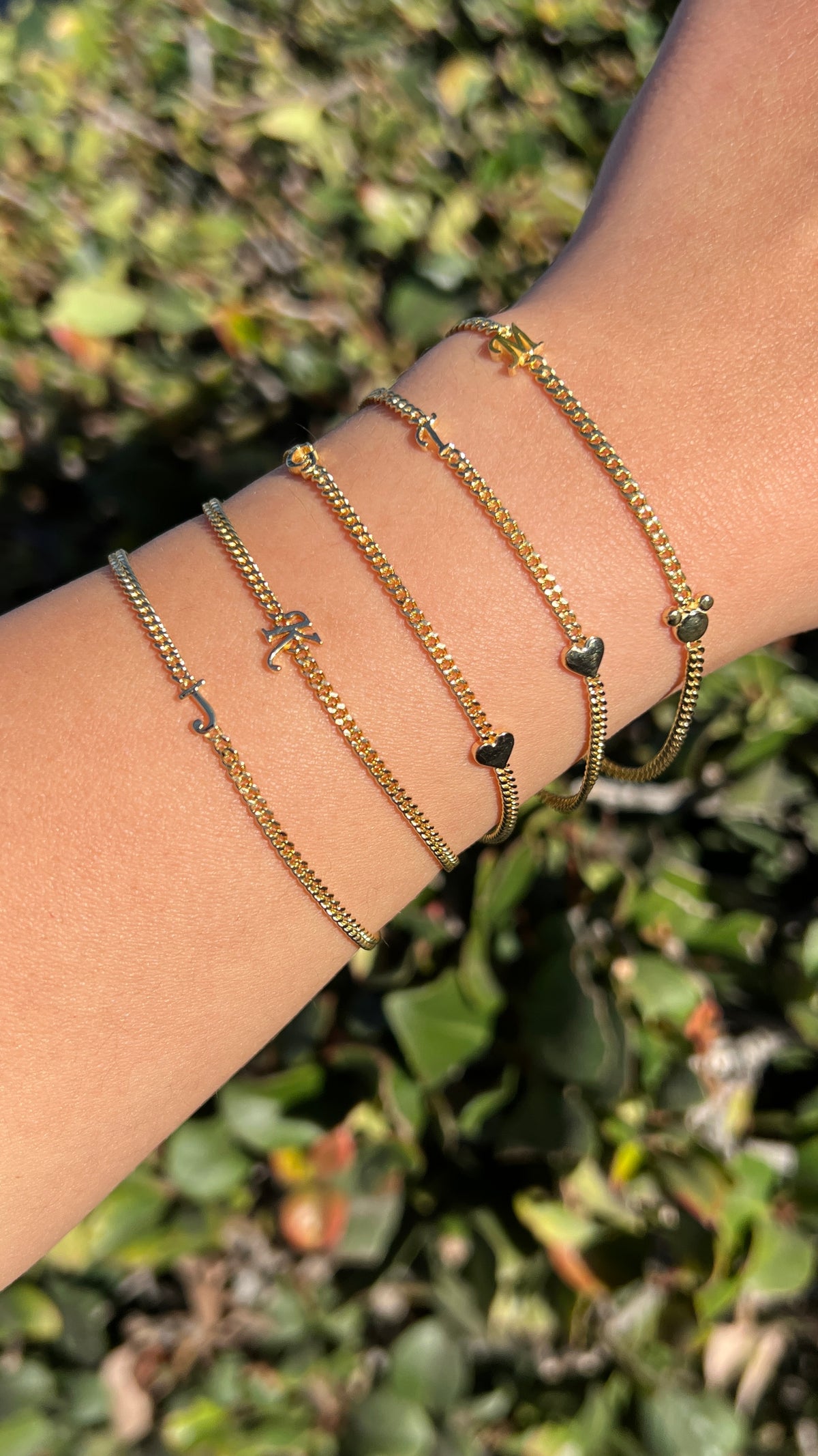 Custom Initial Mouse Charm Bracelet 14K Solid Gold DFB001