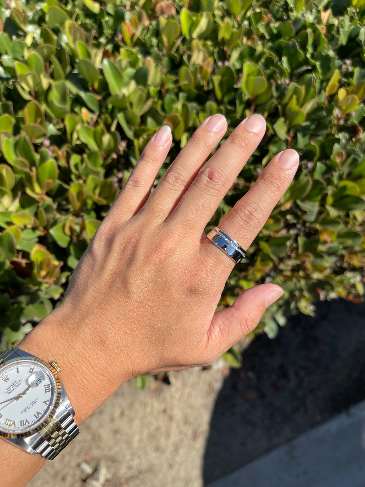 Polished Off-Center Diamond Eternity Wedding Band 14K Gold MR015