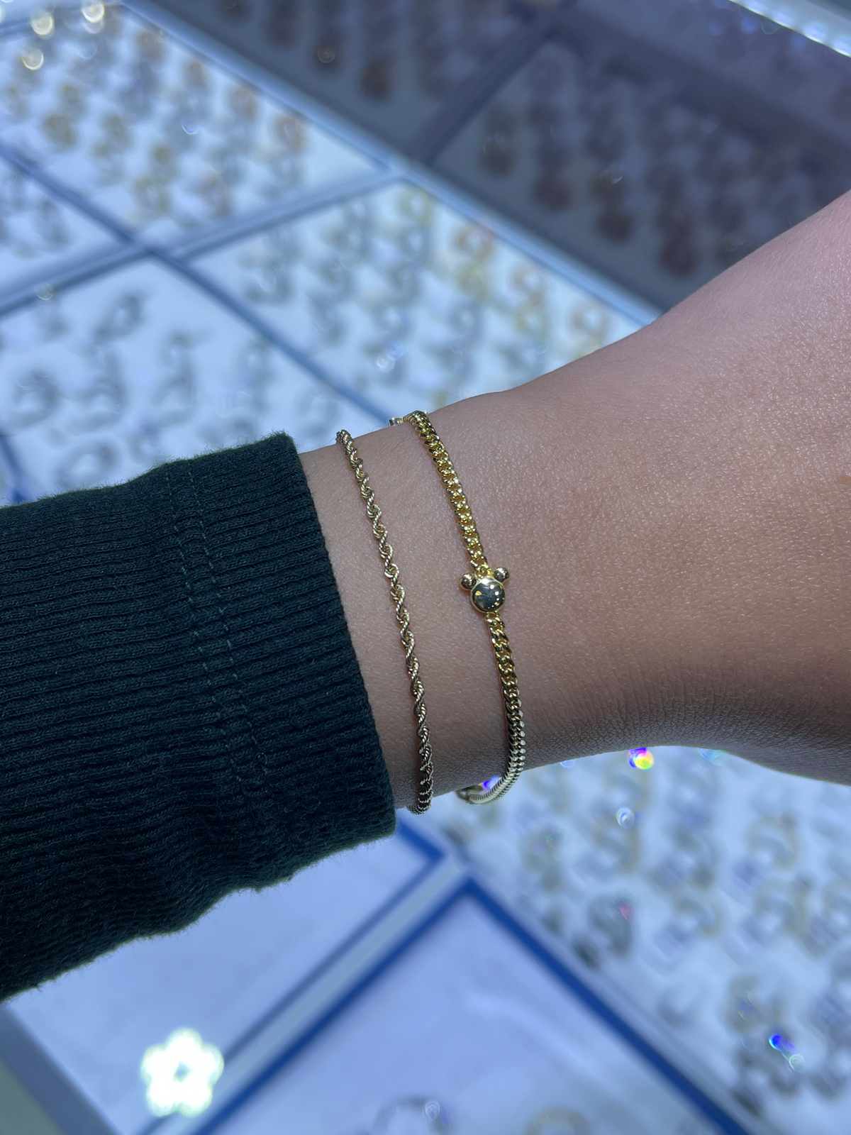 Custom Initial Mouse Charm Bracelet 14K Solid Gold DFB001