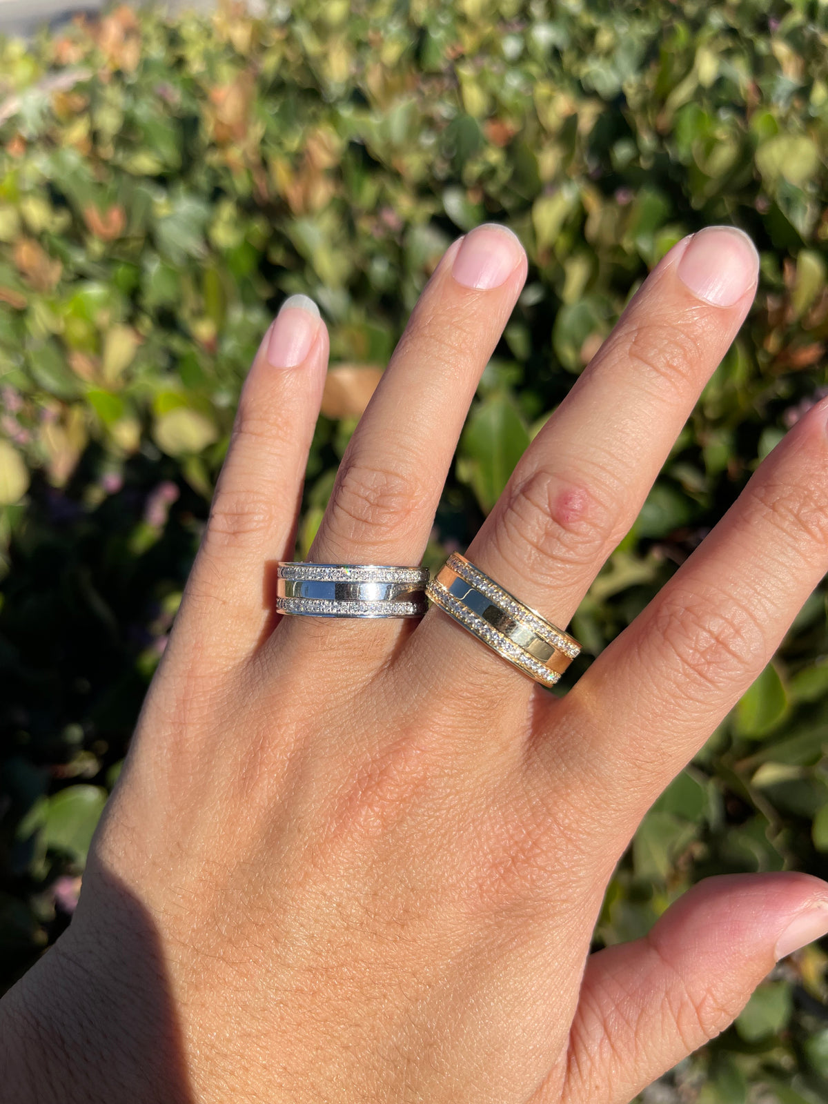 Men&#39;s 1.10ct tw Forever Kobe &amp; Gigi Double Eternity Diamond Wedding Band 14K Gold MR002