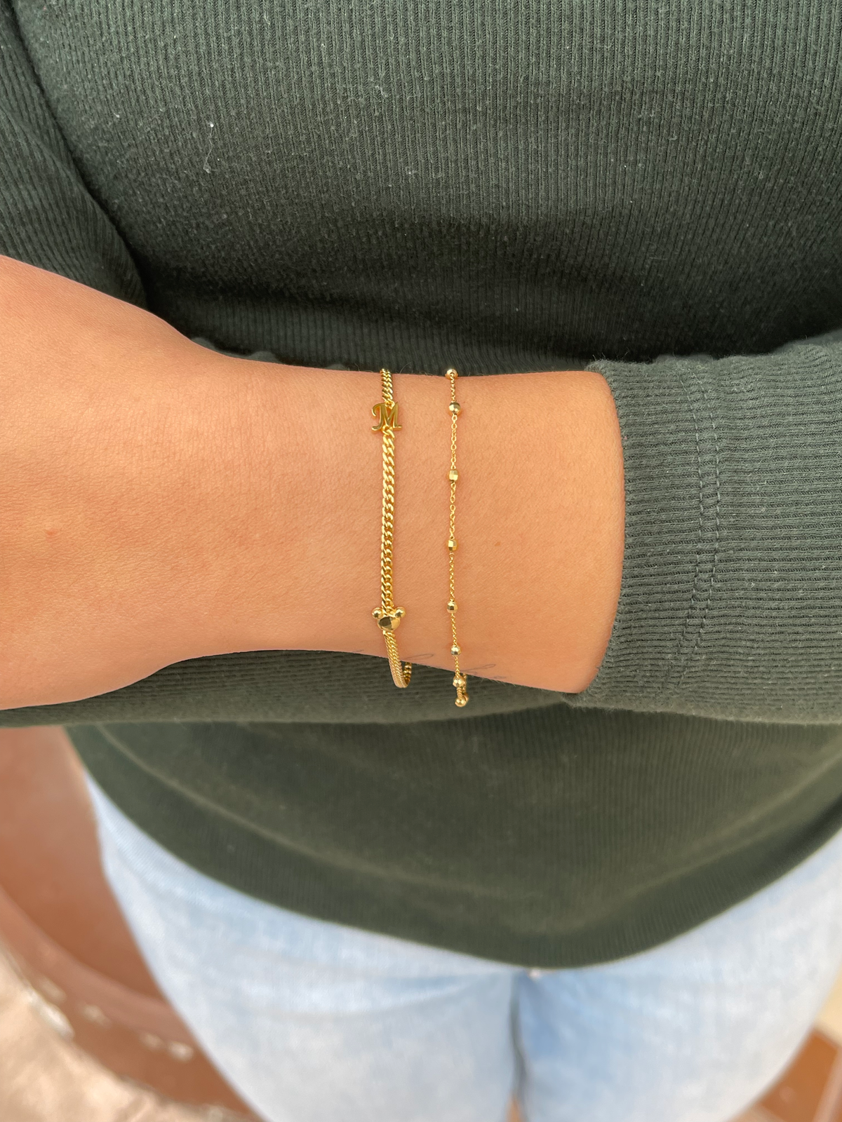 Custom Initial Mouse Charm Bracelet 14K Solid Gold DFB001