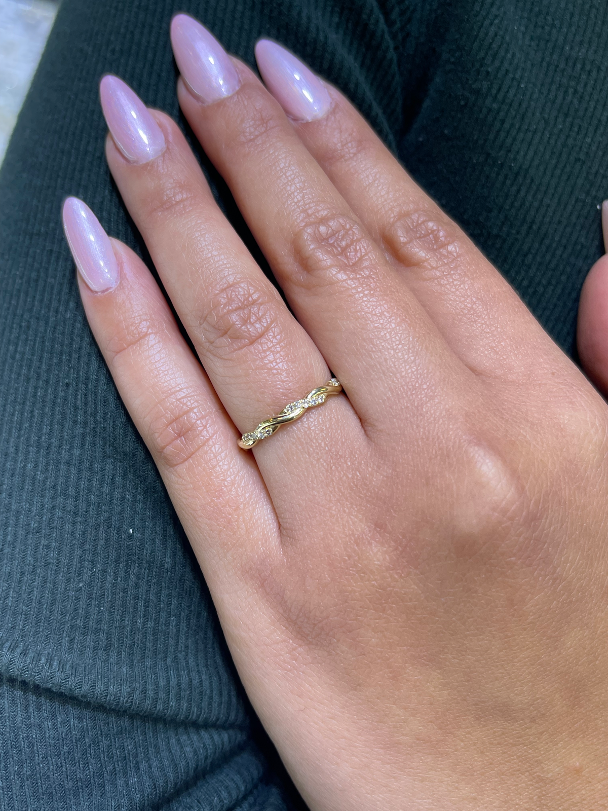 0.20ct Donna Half Diamond Twist Band 14K Gold BAN134