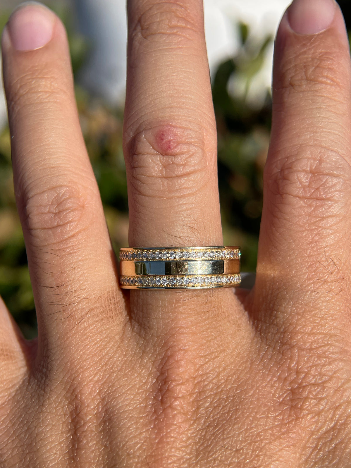 Men&#39;s 1.10ct tw Forever Kobe &amp; Gigi Double Eternity Diamond Wedding Band 14K Gold MR002