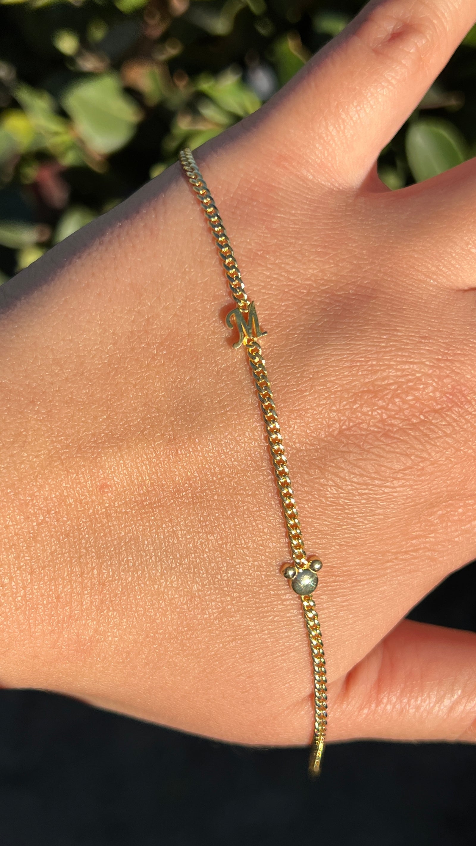 Custom Initial Mouse Charm Bracelet 14K Solid Gold DFB001