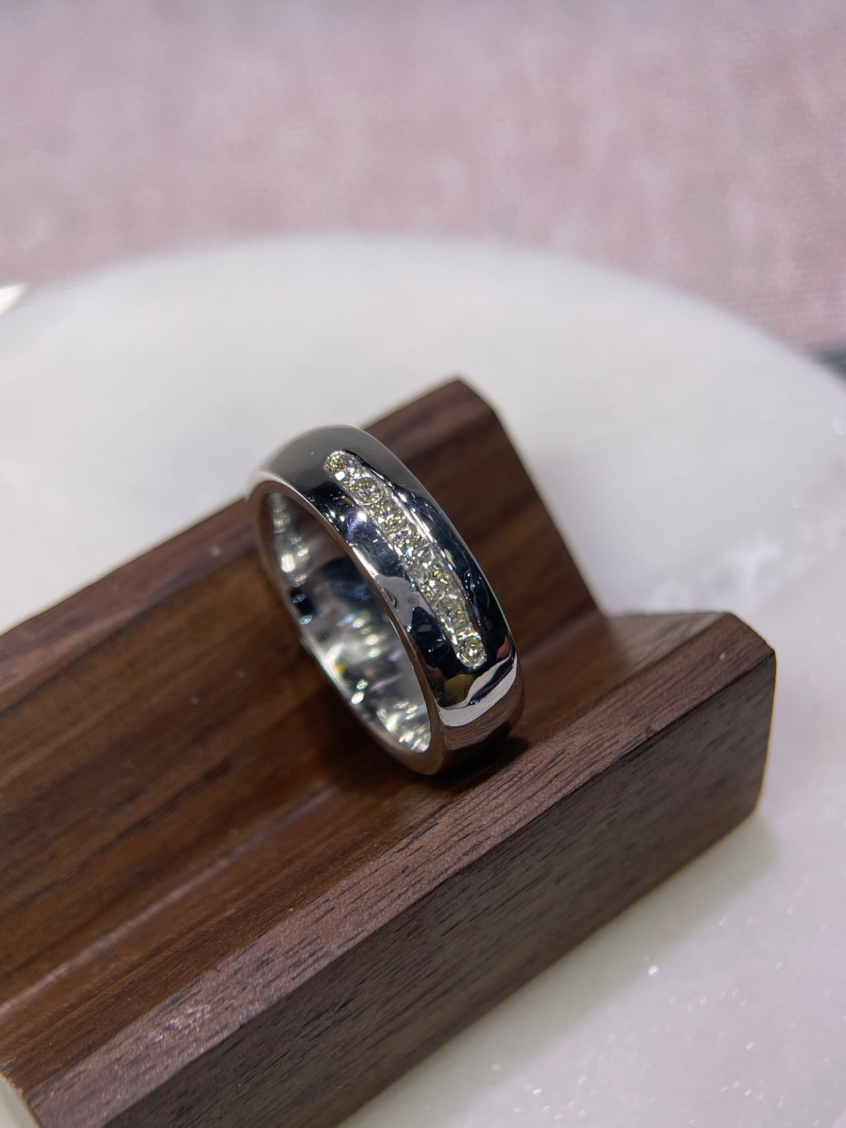 0.36ct Polished Channel Set Diamond Wedding Band 14K Gold MR025