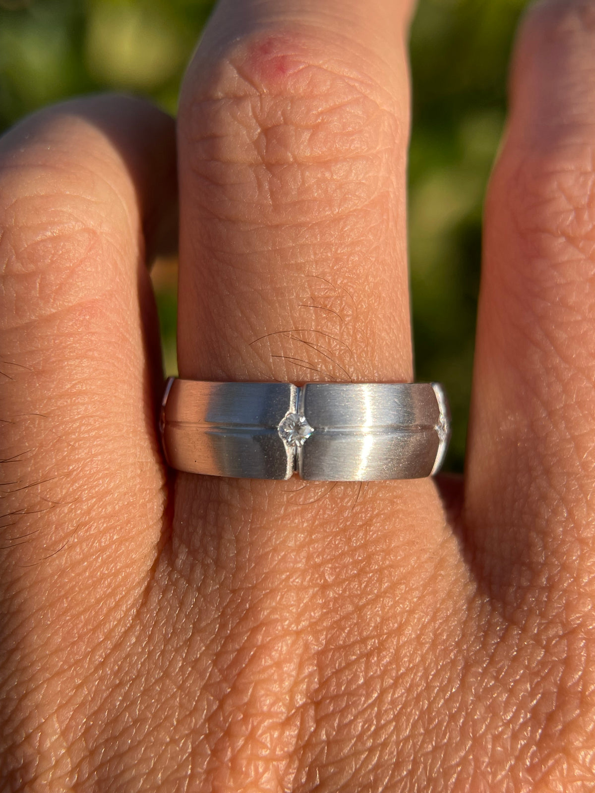 Brushed Bezel Eternity Diamond Wedding Ring 14K Gold MR020