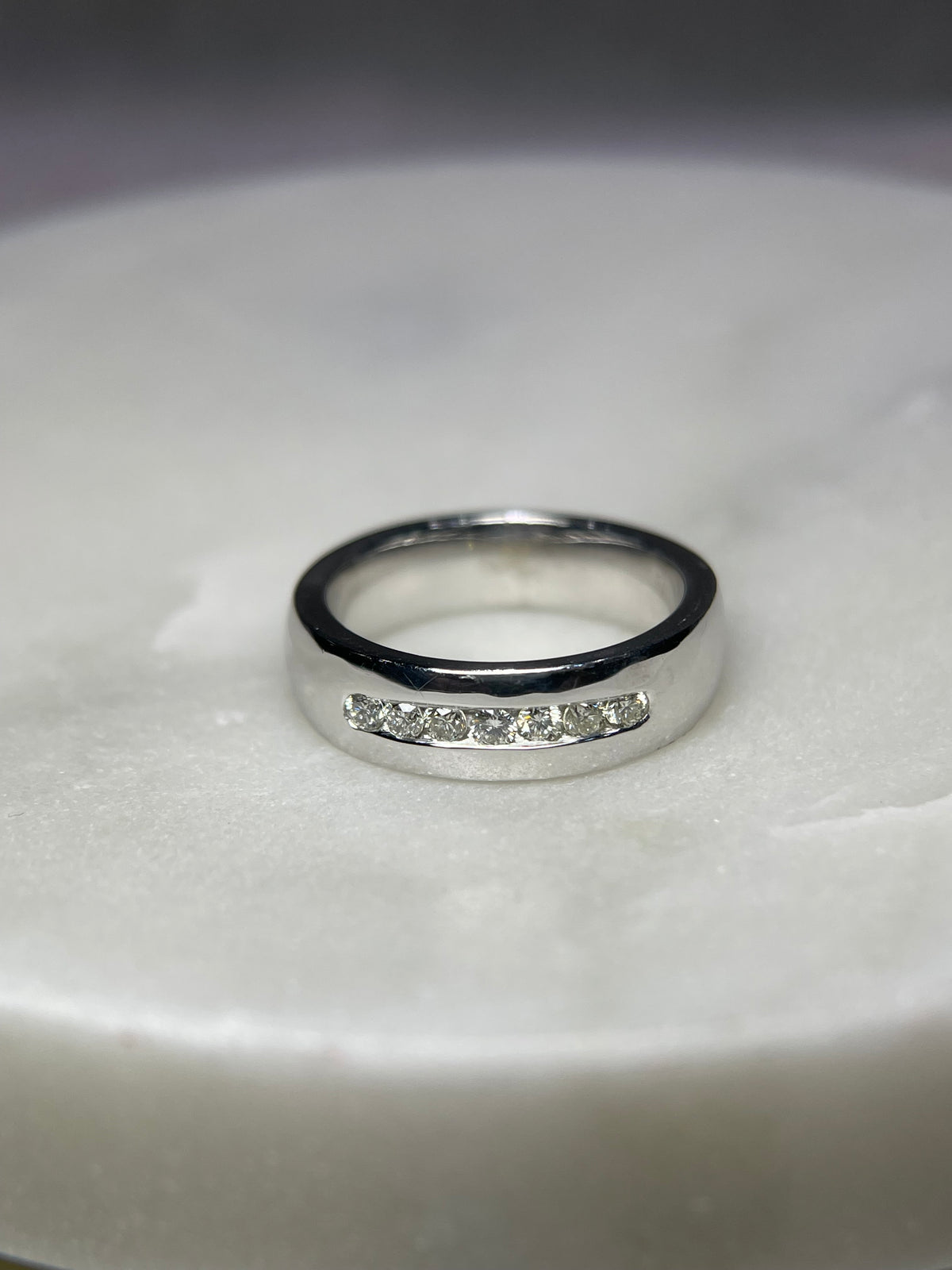 0.36ct Polished Channel Set Diamond Wedding Band 14K Gold MR025