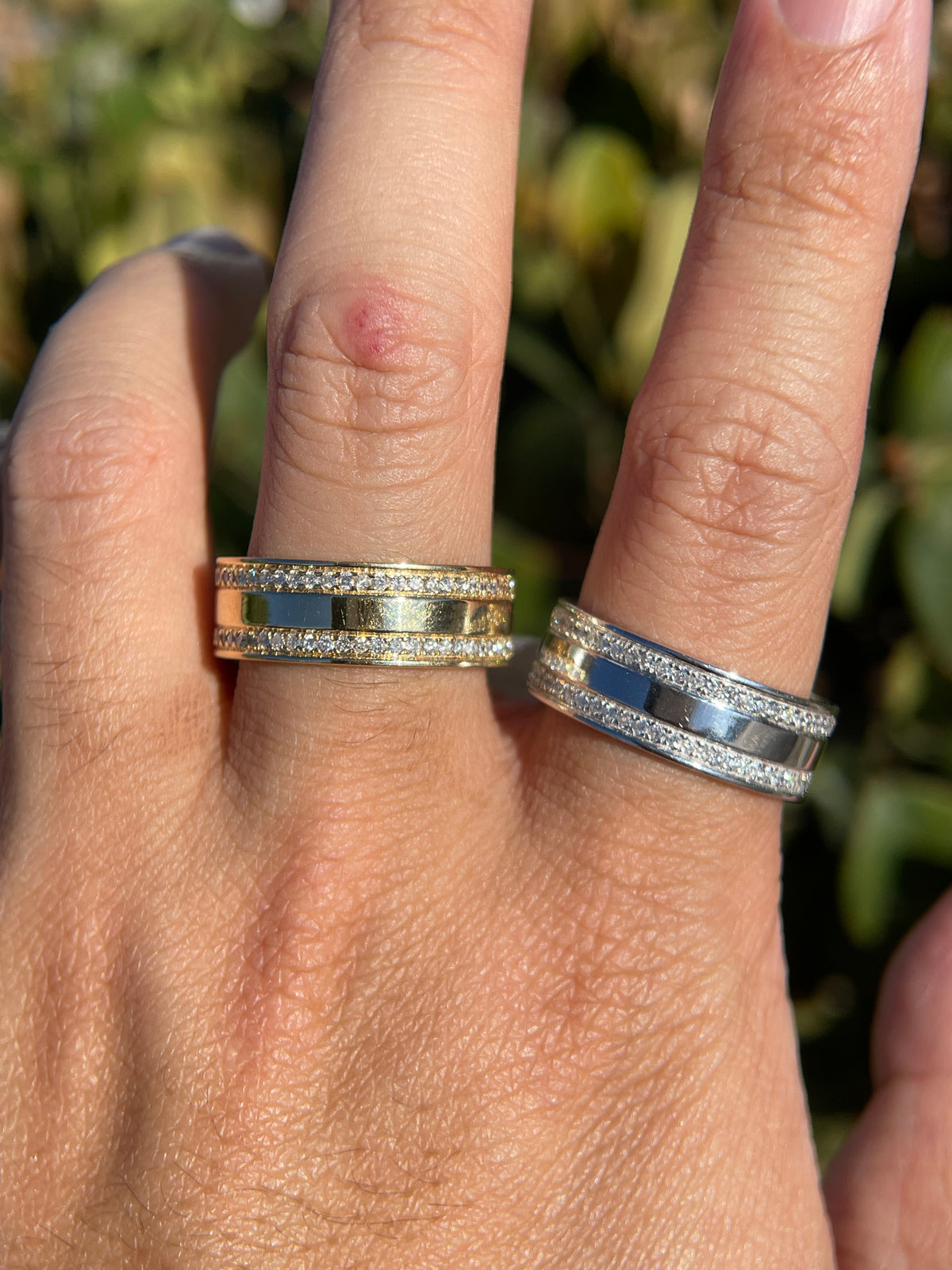 Men&#39;s 1.10ct tw Forever Kobe &amp; Gigi Double Eternity Diamond Wedding Band 14K Gold MR002