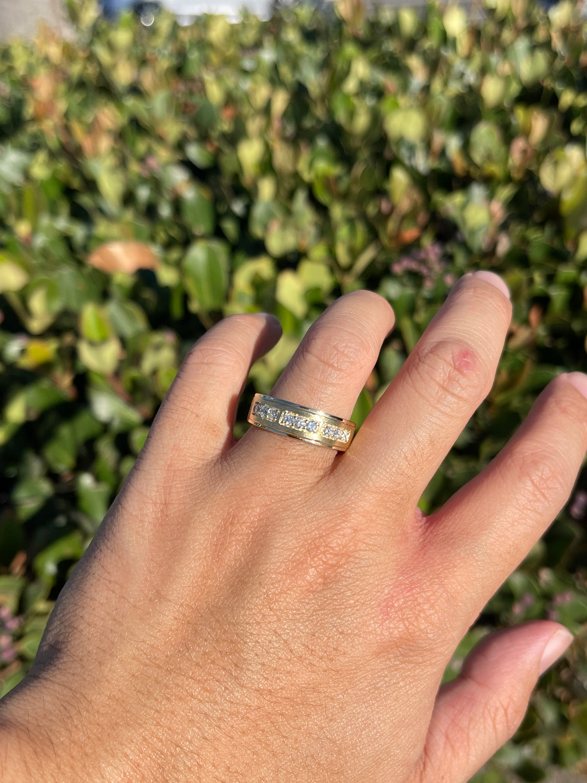 Men&#39;s 0.42ct tw Justin Triple Section Diamond Wedding Ring 14K Gold MR004