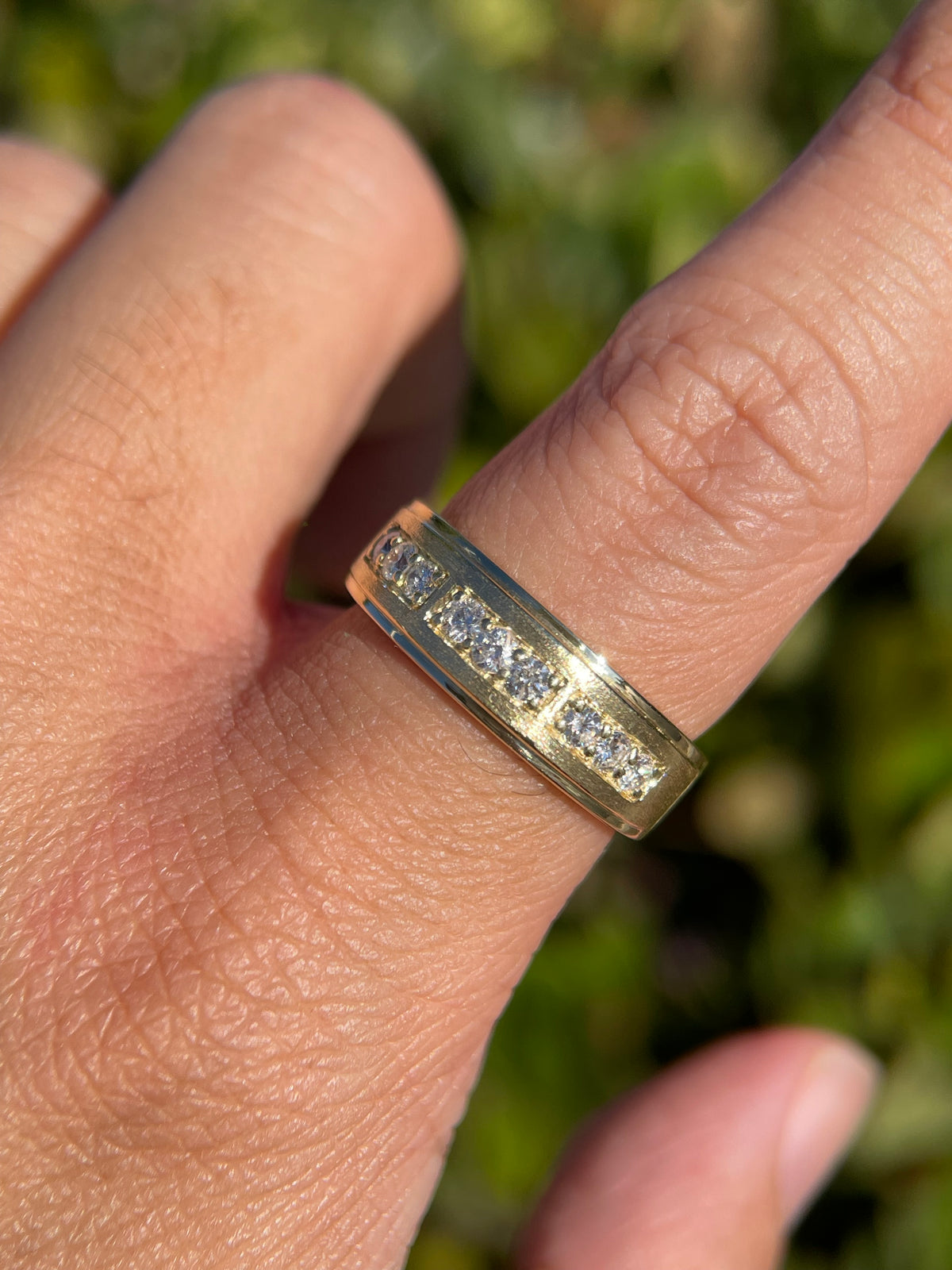 Men&#39;s 0.42ct tw Justin Triple Section Diamond Wedding Ring 14K Gold MR004