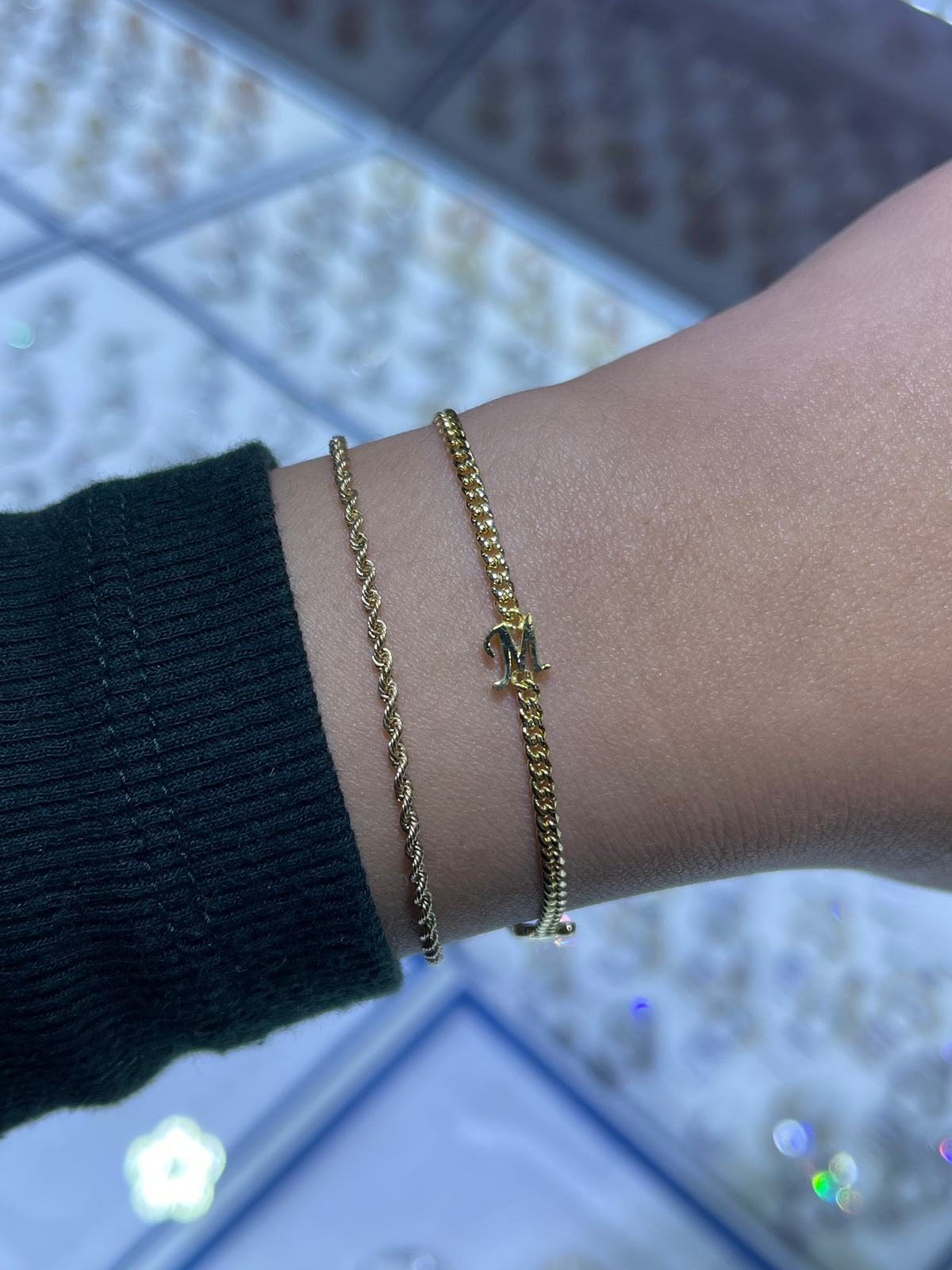 Custom Initial Mouse Charm Bracelet 14K Solid Gold DFB001