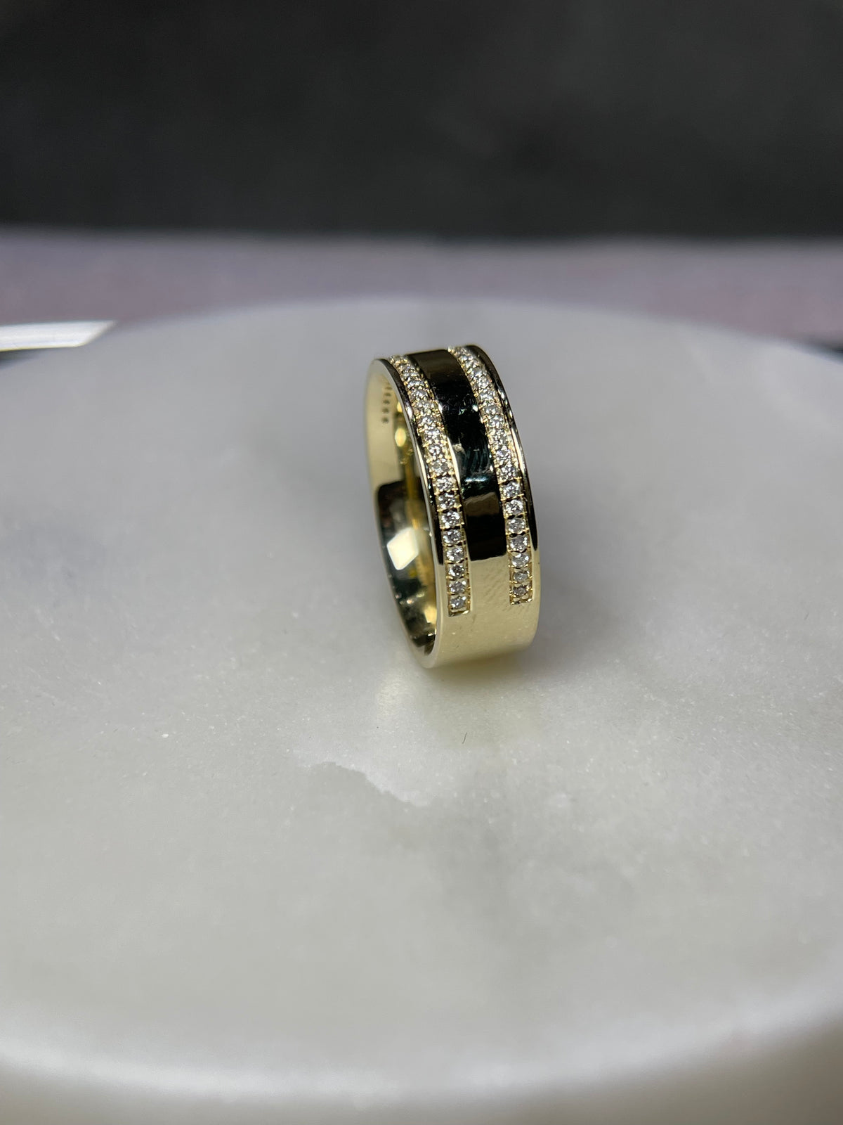 Men&#39;s 0.45ct Kobe &amp; Gigi Double Row Diamond Wedding Band 14K Gold MR010