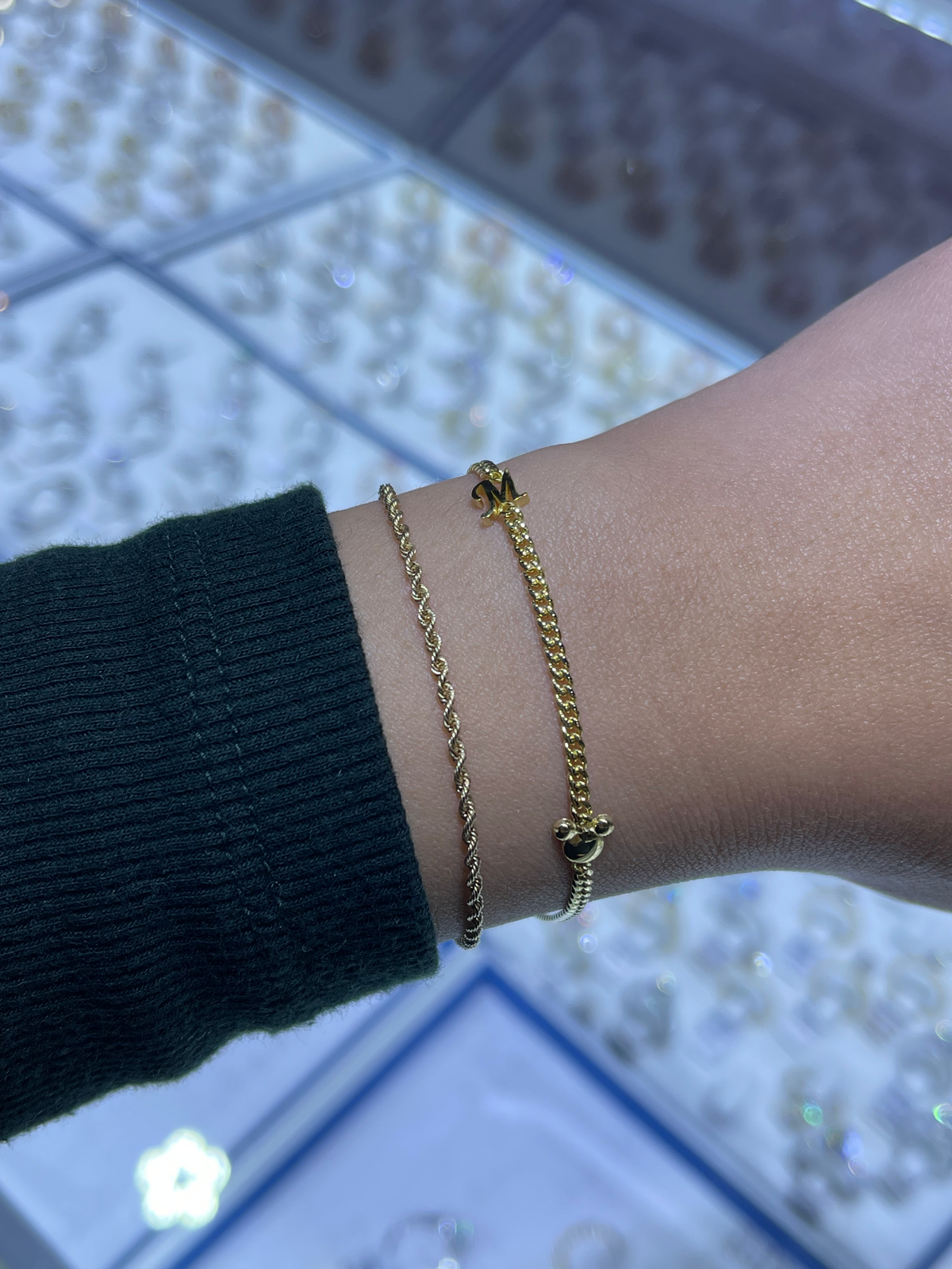 Custom Initial Mouse Charm Bracelet 14K Solid Gold DFB001