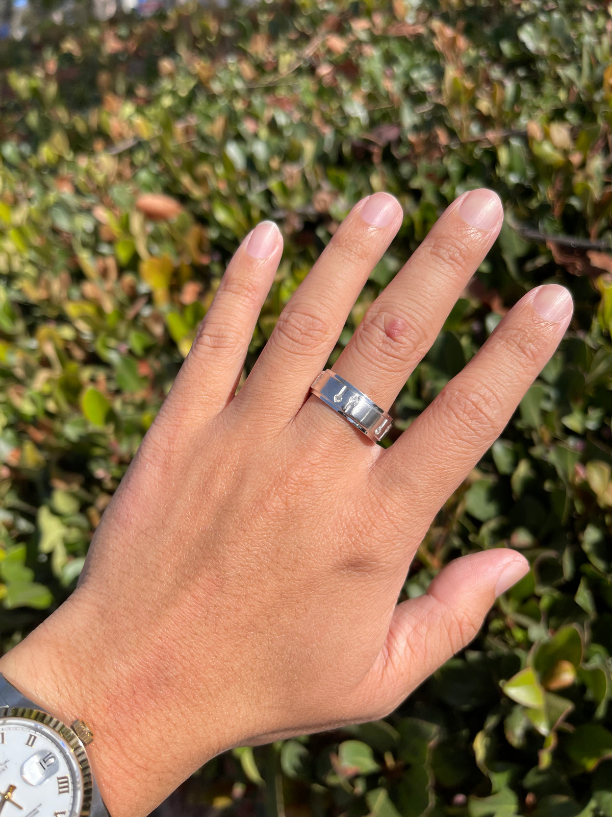 Brushed Double Bezel Eternity Diamond Wedding Ring 14K Gold MR021