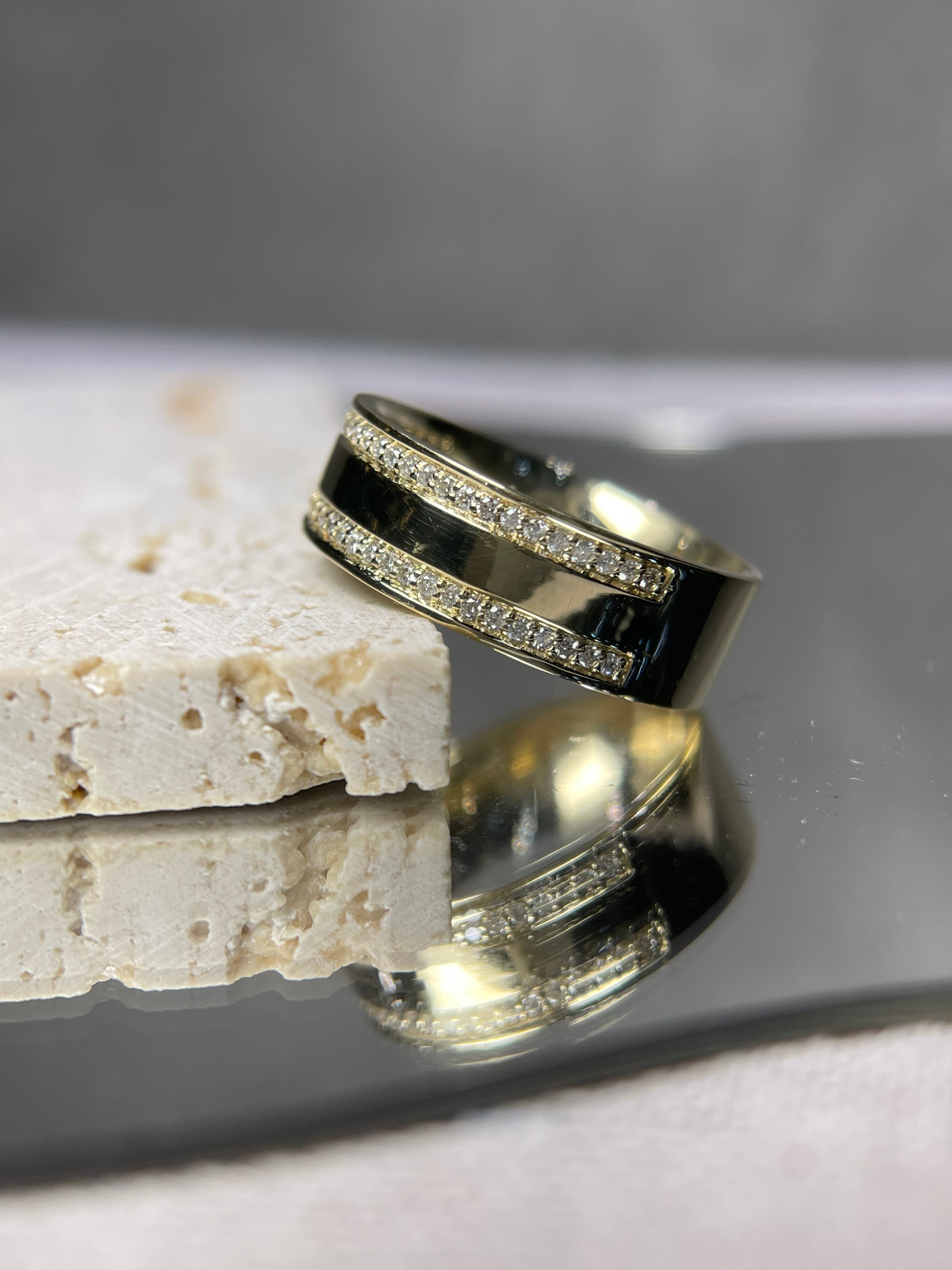 Men's Kobe Gigi Double Row Diamond Wedding Band 14K Gold