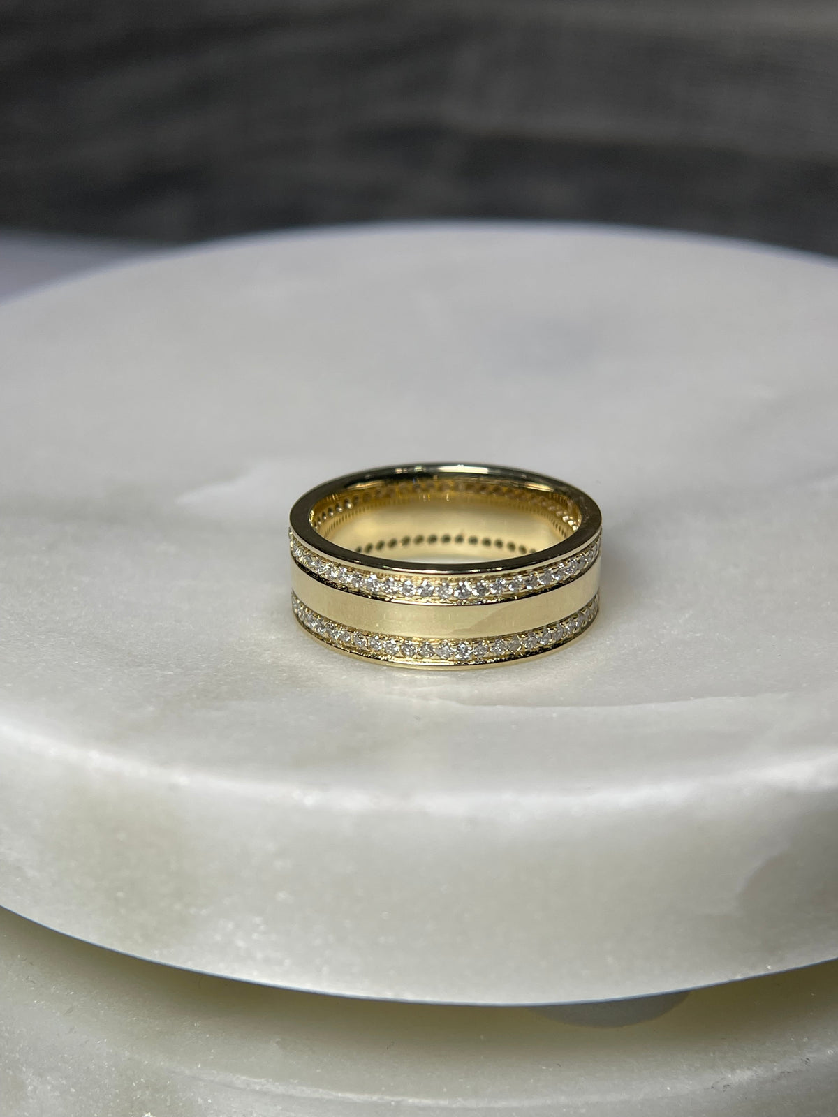 Men&#39;s 1.10ct tw Forever Kobe &amp; Gigi Double Eternity Diamond Wedding Band 14K Gold MR002