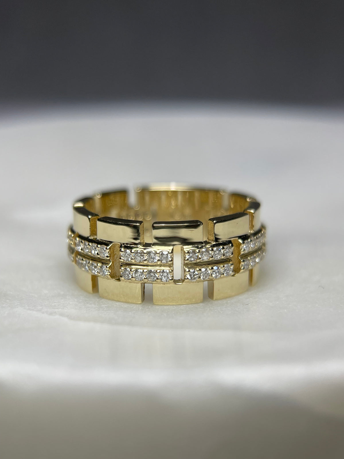 0.80ct Polished Chain Link Full Diamond Wedding Band 14K Gold MR028