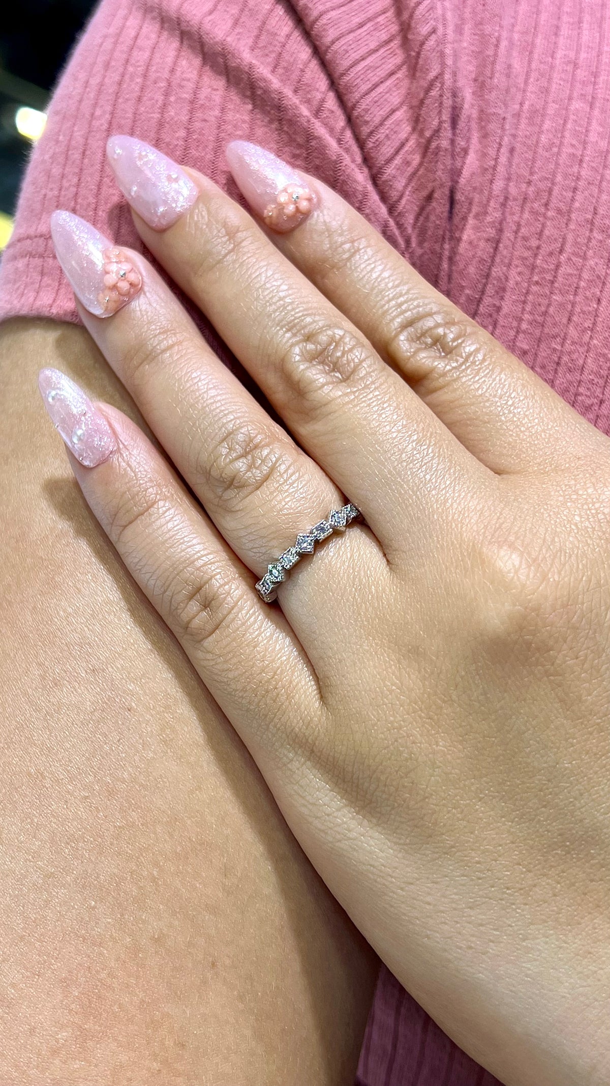 0.28ct Vintage Milgrain Beaded Diamond Wedding Band 14K Gold BAN005