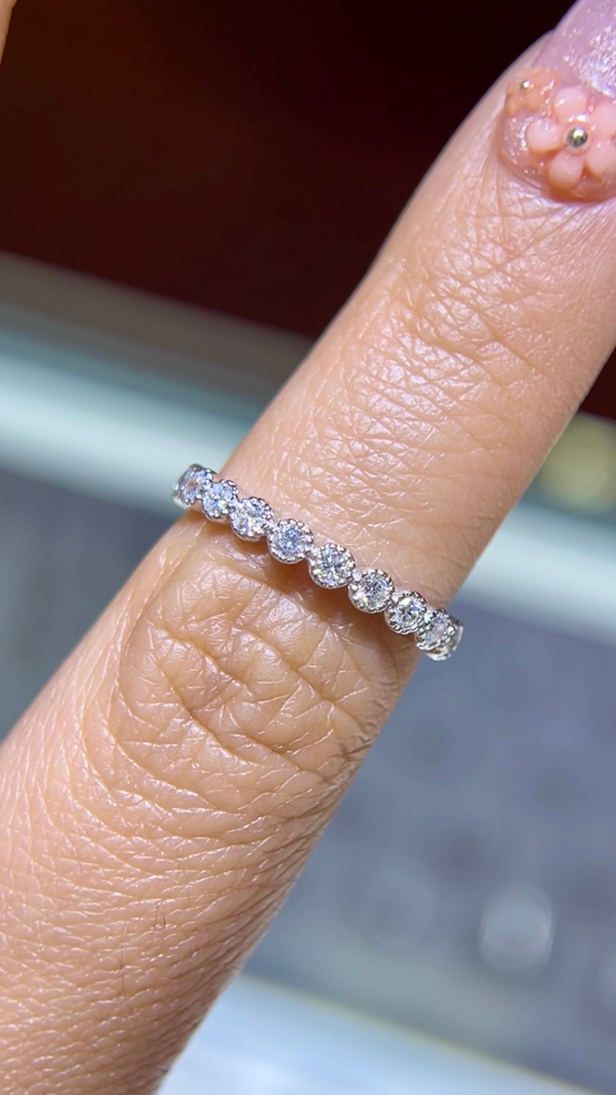 0.30ct Vintage Milgrain Beaded Diamond Wedding Band 14K Gold BAN007