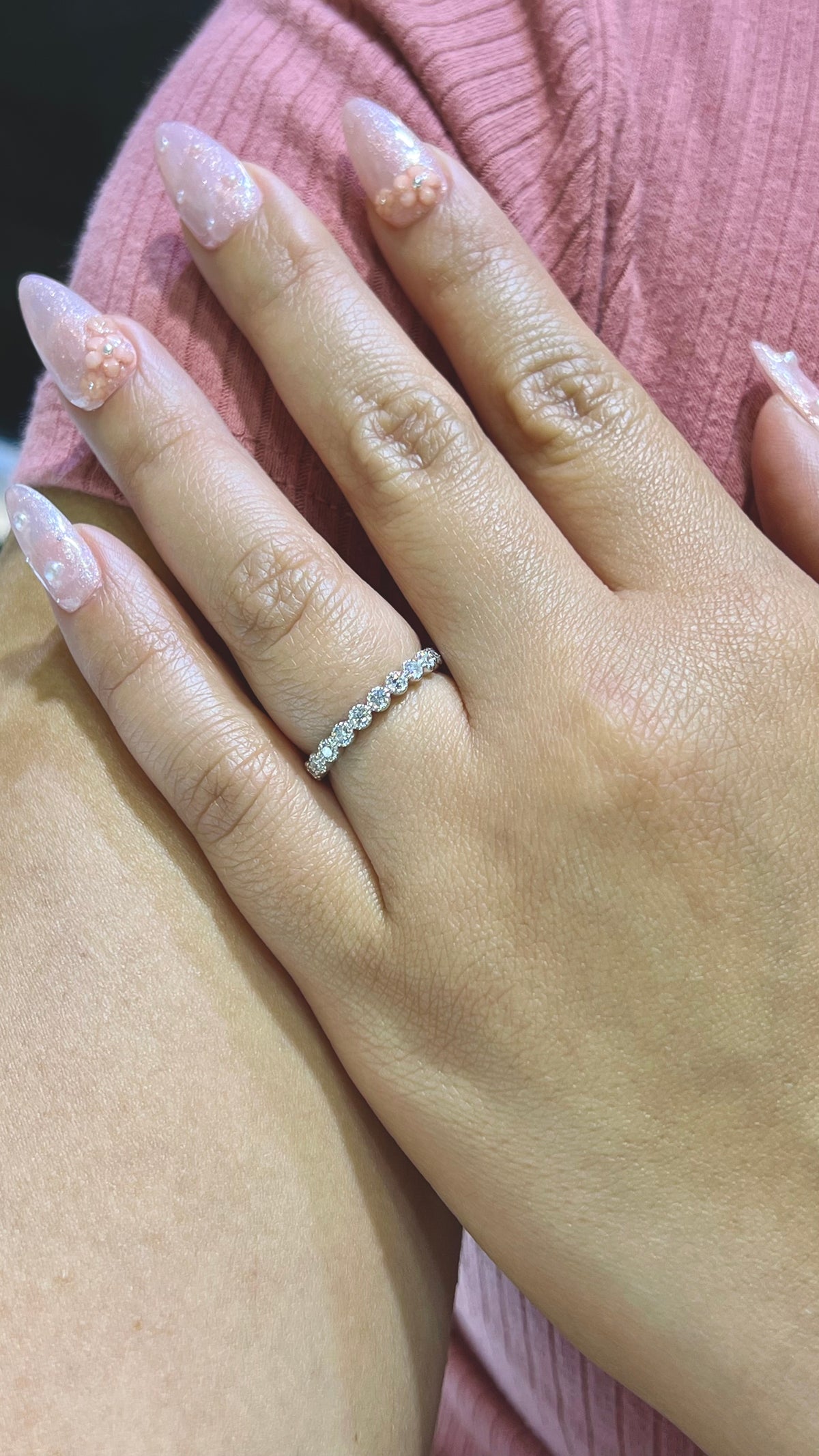 0.30ct Vintage Milgrain Beaded Diamond Wedding Band 14K Gold BAN007