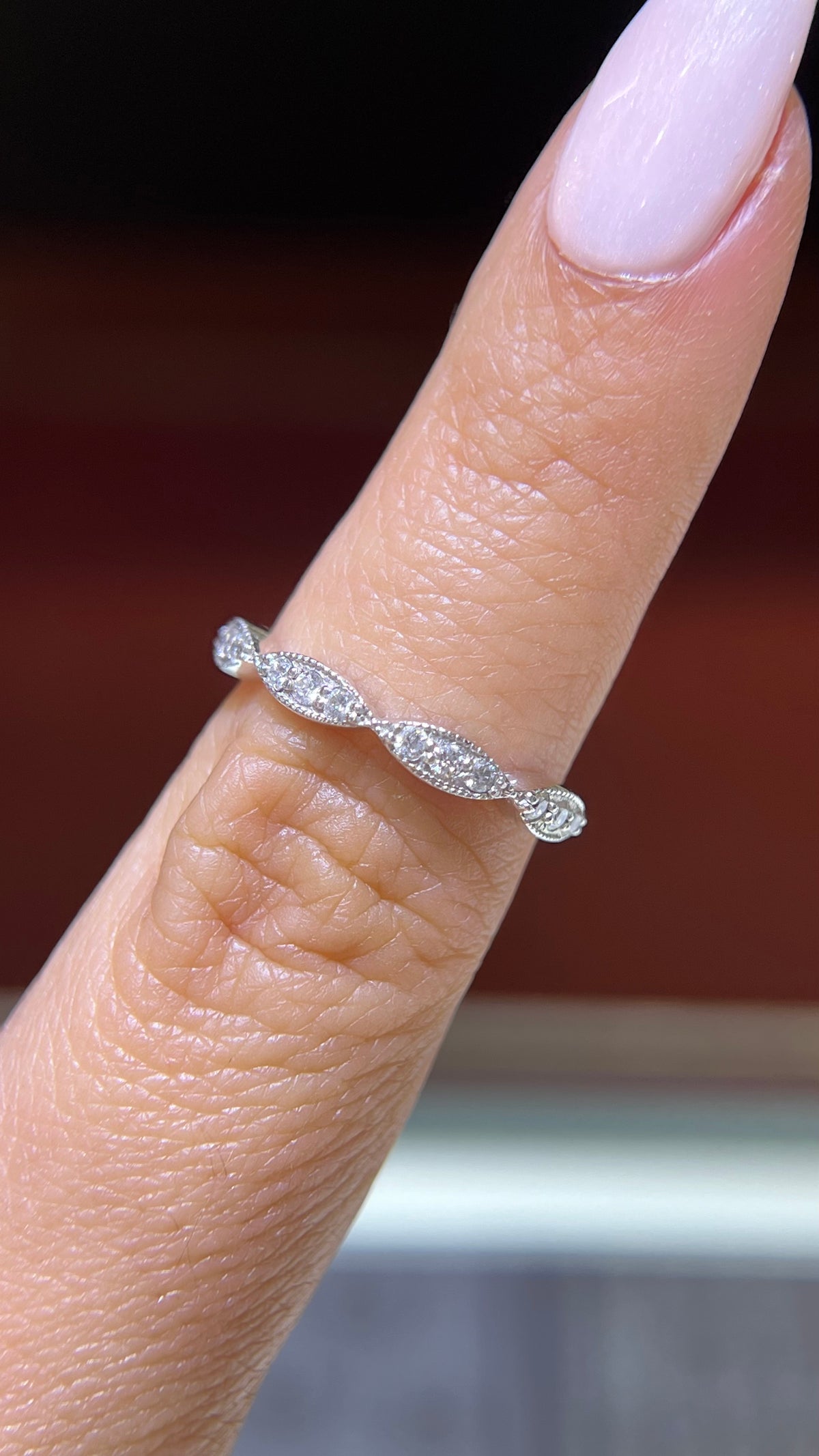 0.29ct Milgrain Beaded Diamond Wedding Band 14K Gold BAN046