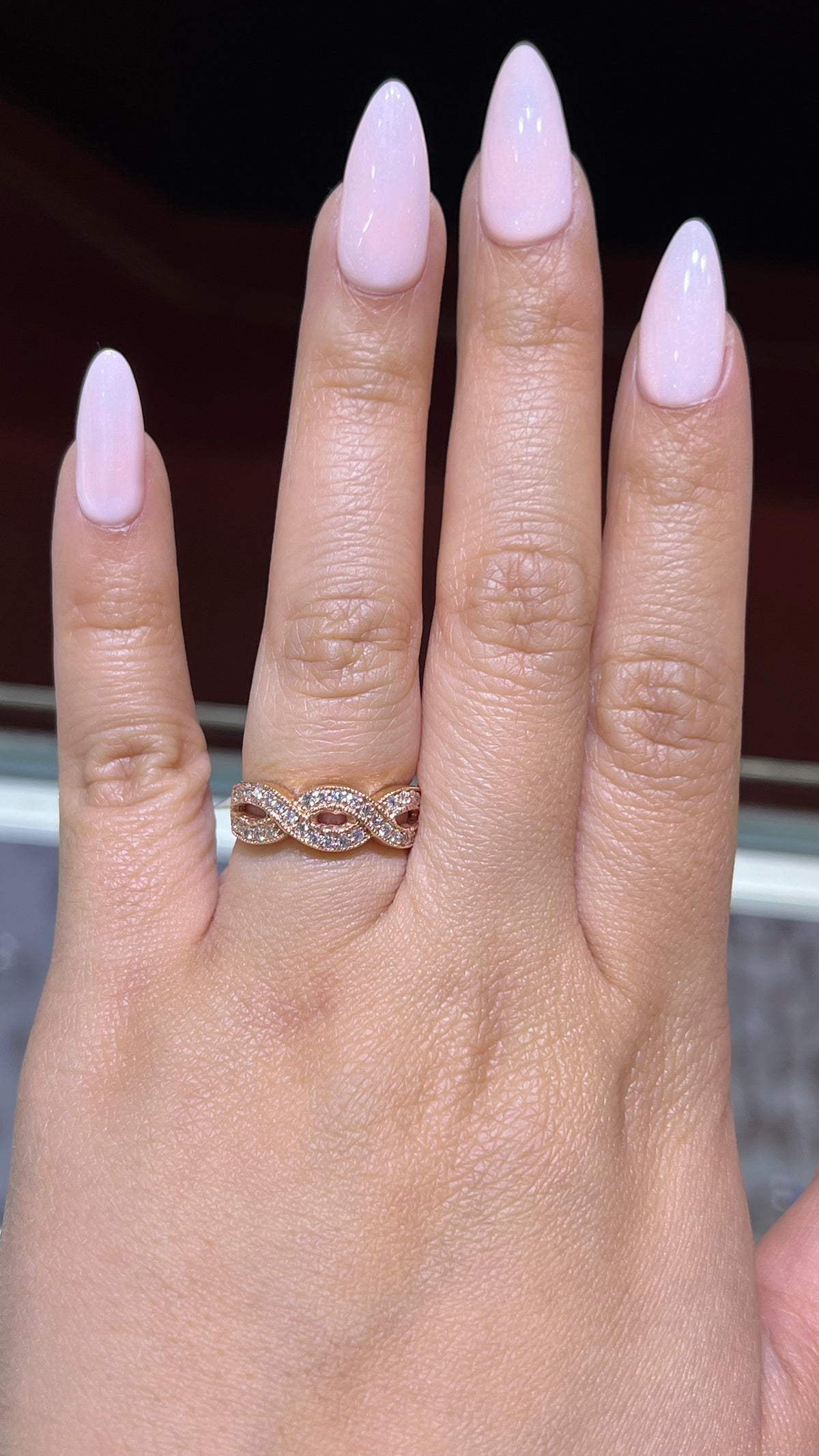 0.45ct Milgrain Beaded Diamond Twist Wedding Band 14K Gold BAN047