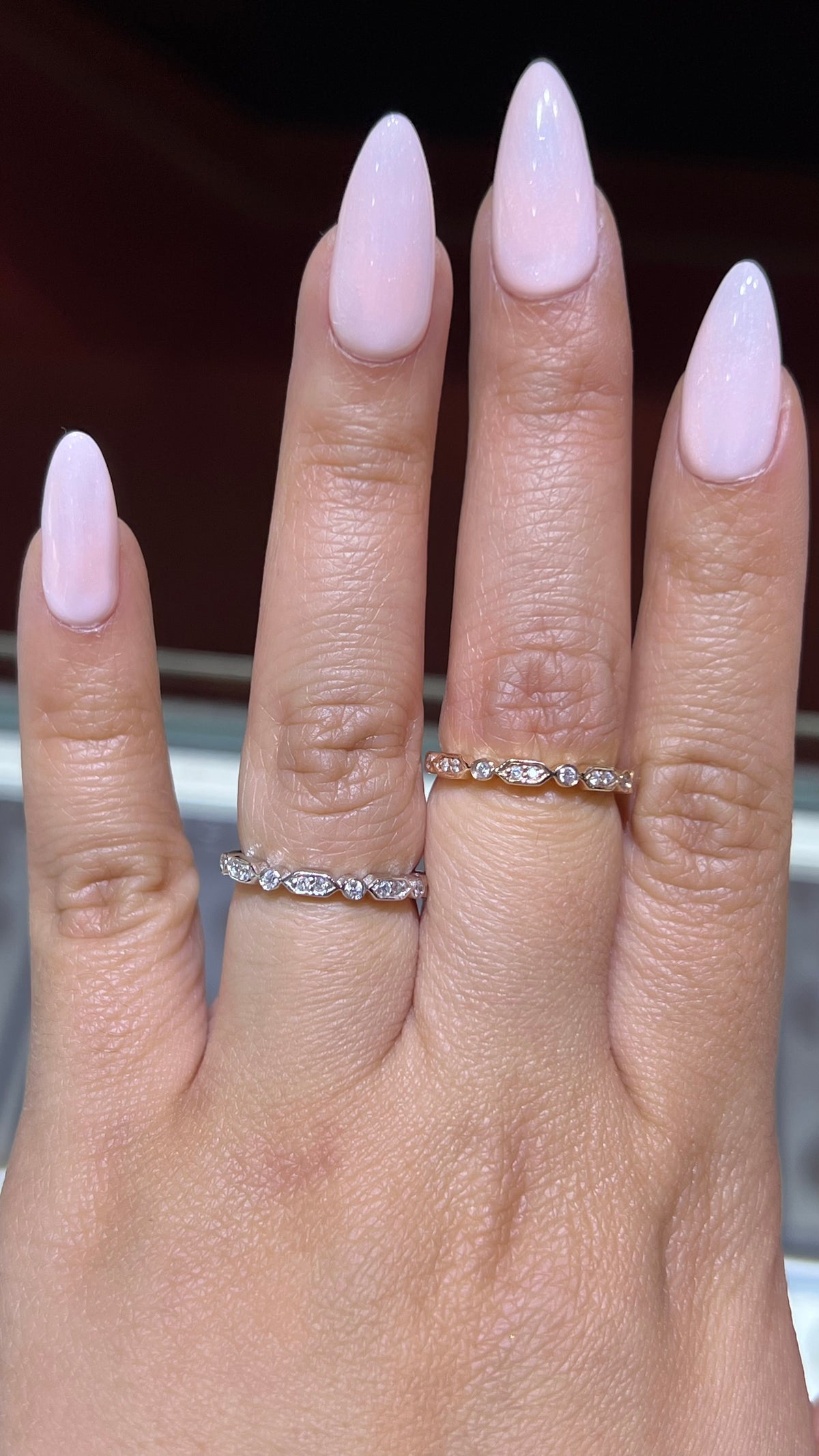 0.18ct Bezel Hexagon Diamond Wedding Band 14K Gold BAN049