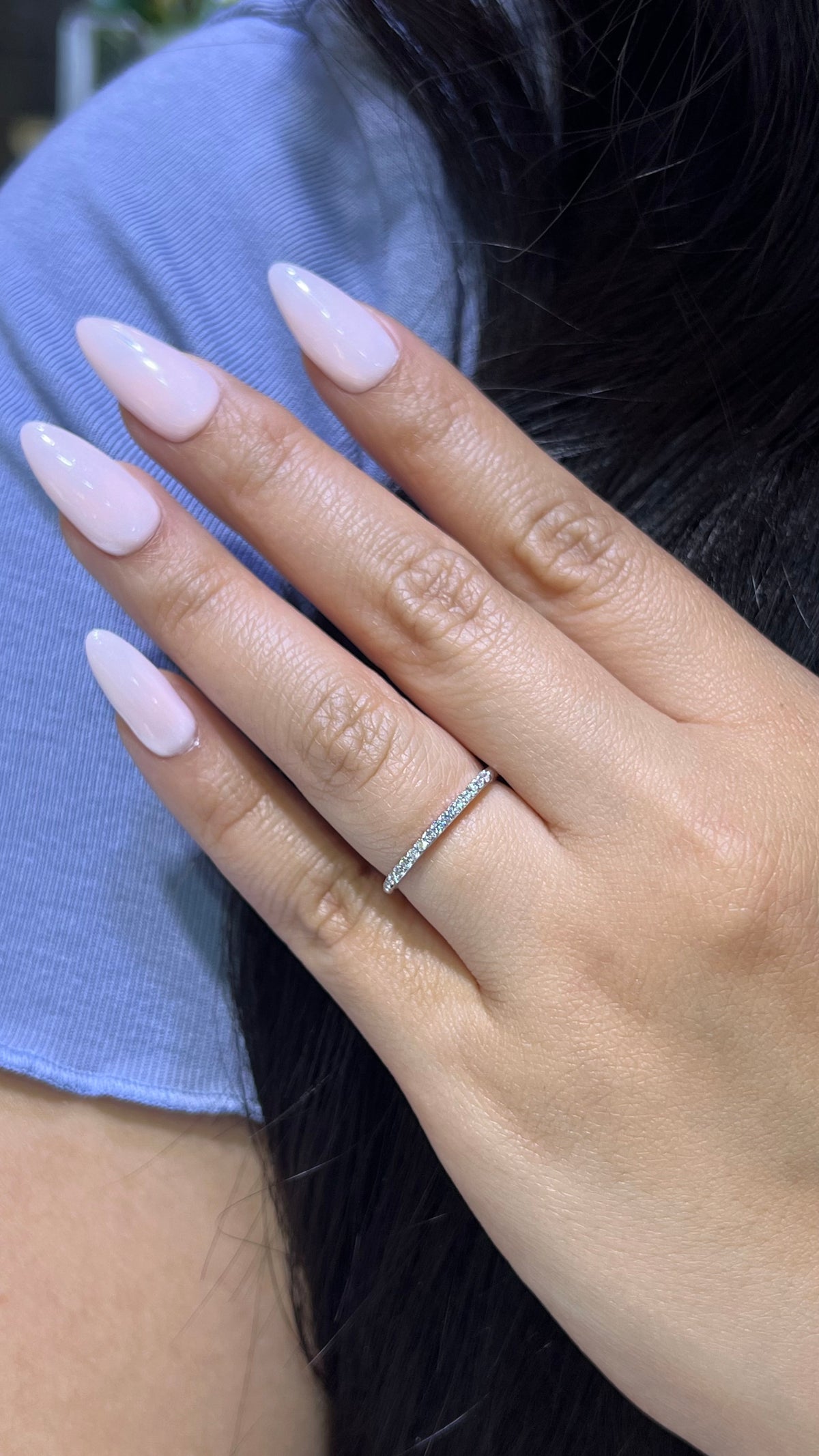 0.20ct Beaded Pave Diamond Wedding Band 14K Gold BAN054