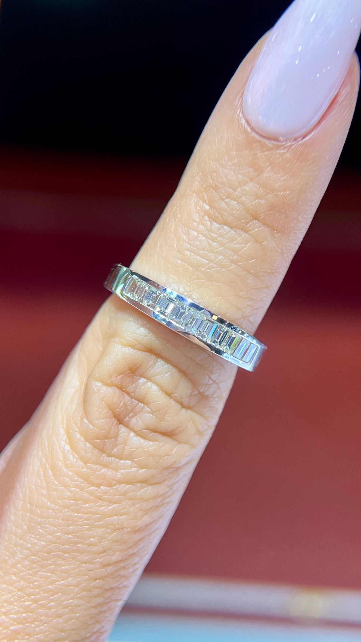 0.75ct Channel Set Baguette/Emerald Diamond Wedding Band 14K Gold BAN062