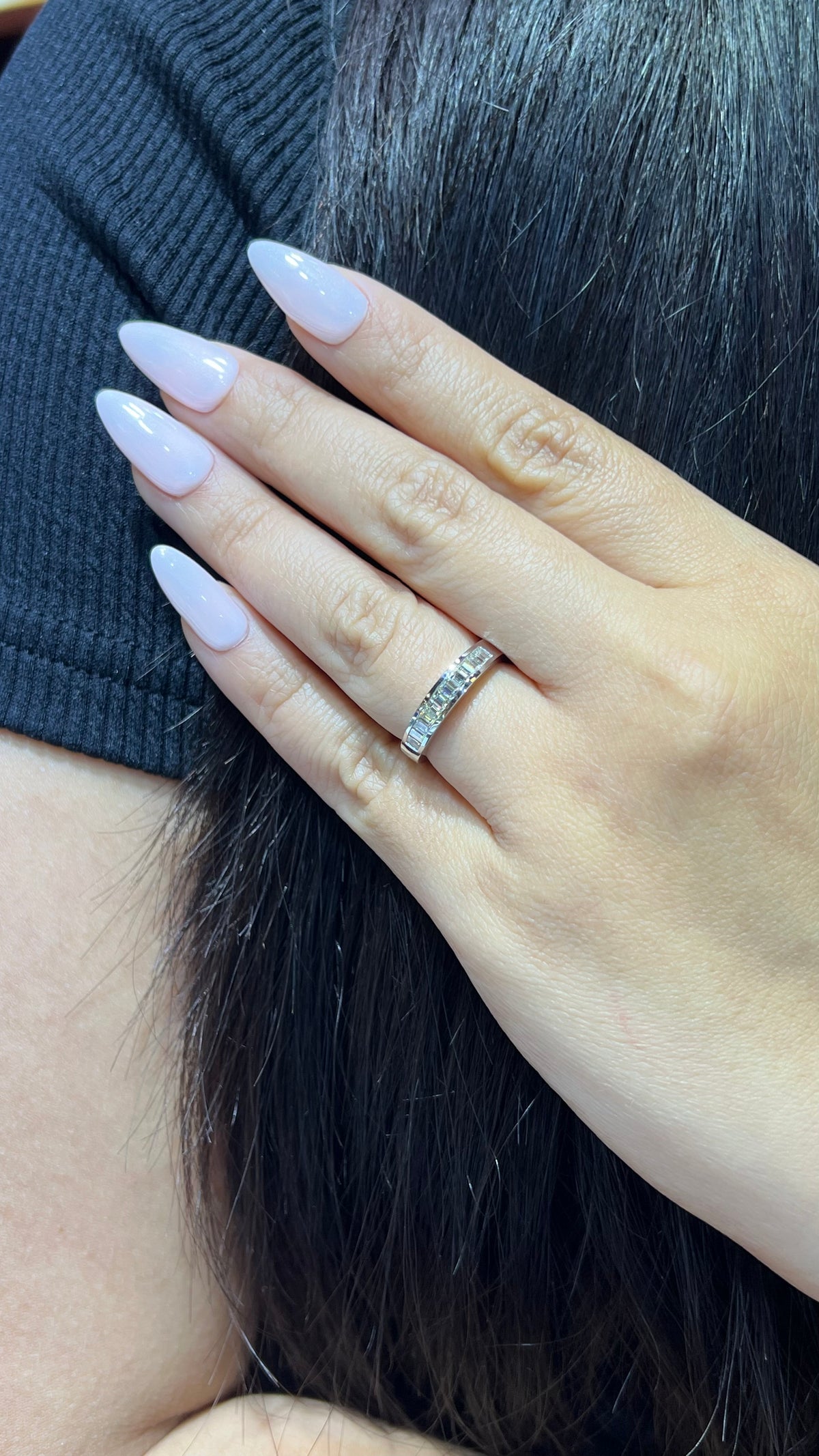 0.75ct Channel Set Baguette/Emerald Diamond Wedding Band 14K Gold BAN062