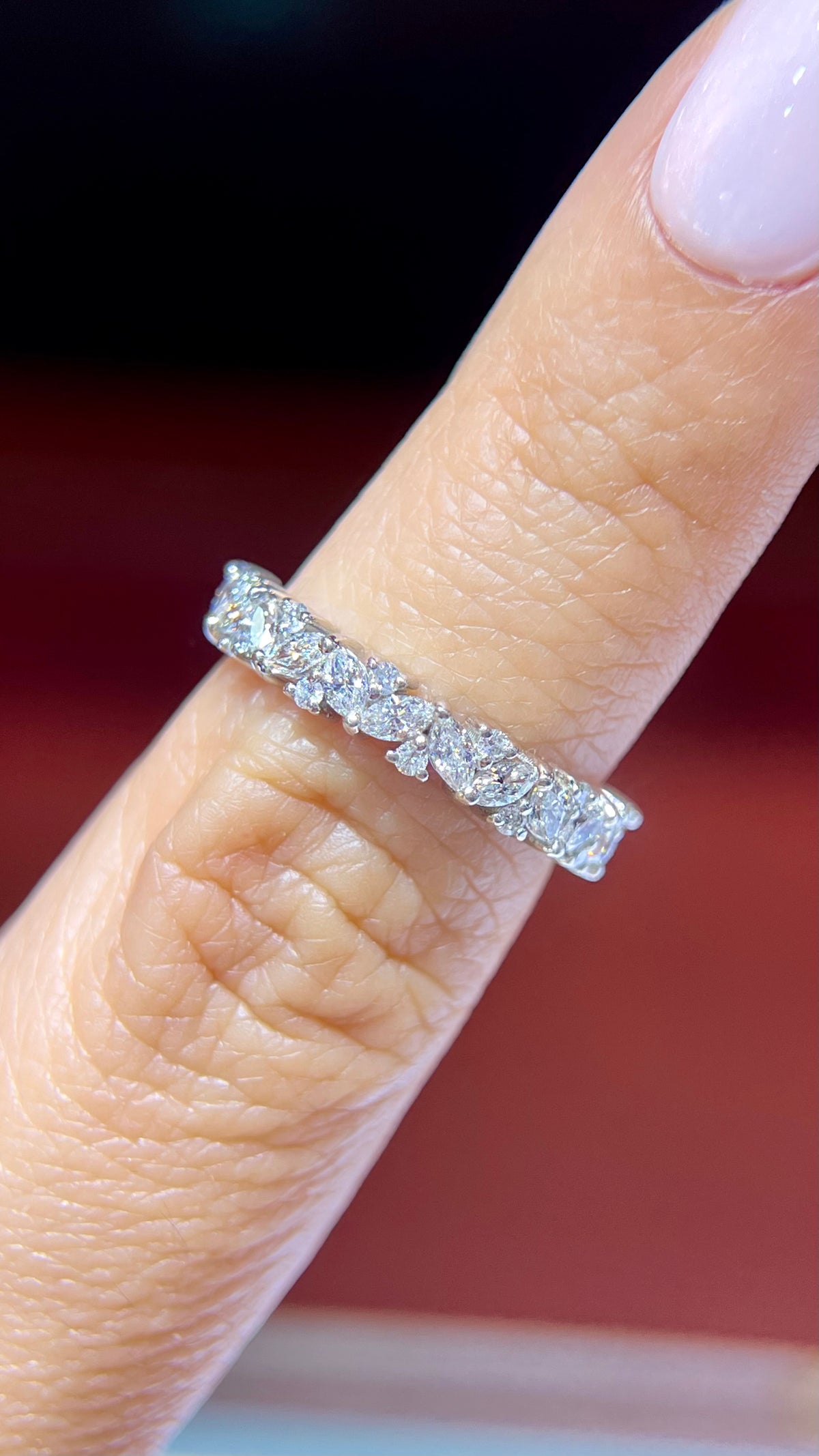 0.70ct Marquise and Round Diamond Wedding Band 14K Gold BAN066