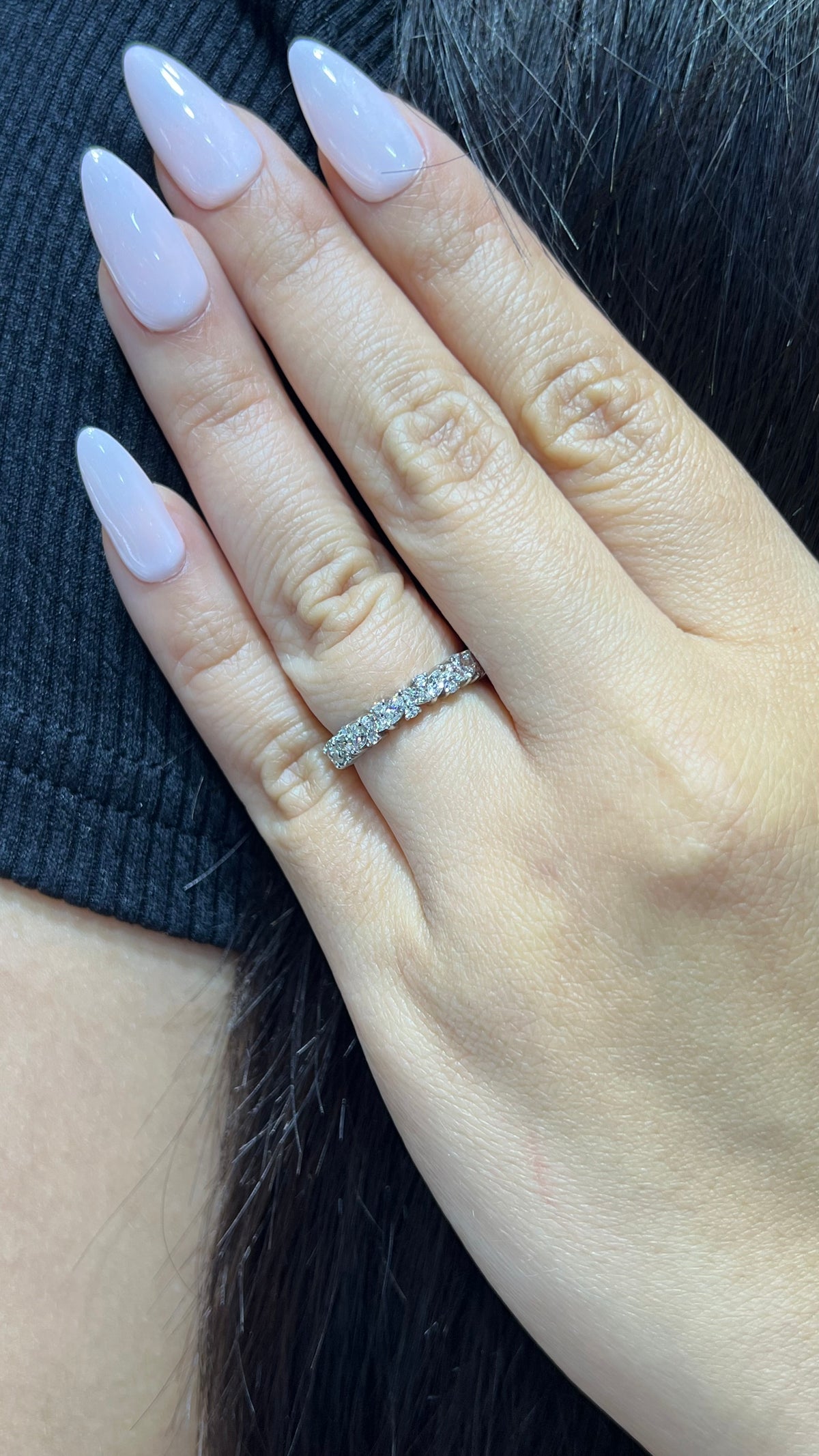 0.70ct Marquise and Round Diamond Wedding Band 14K Gold BAN066