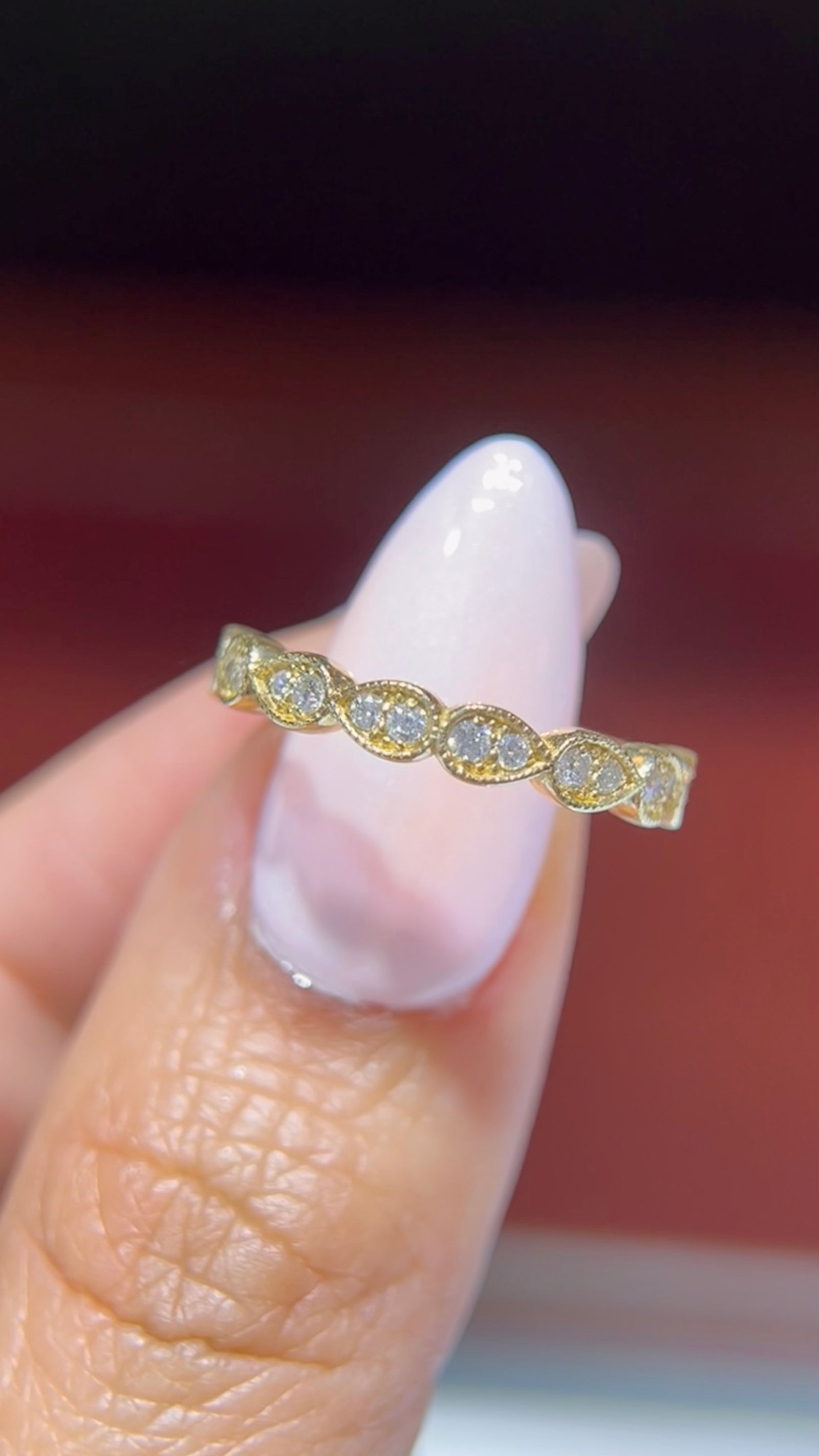 0.25ct Milgrain Beaded Diamond Wedding Band 14K Gold BAN068