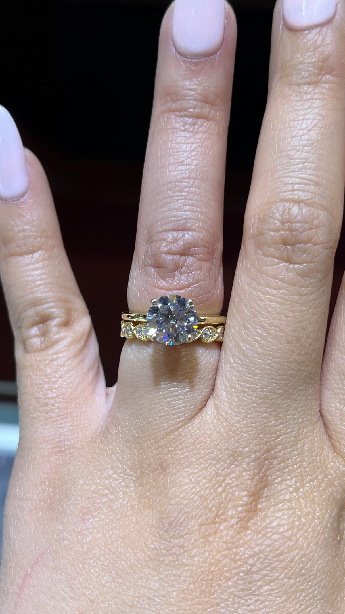 0.25ct Milgrain Beaded Diamond Wedding Band 14K Gold BAN068