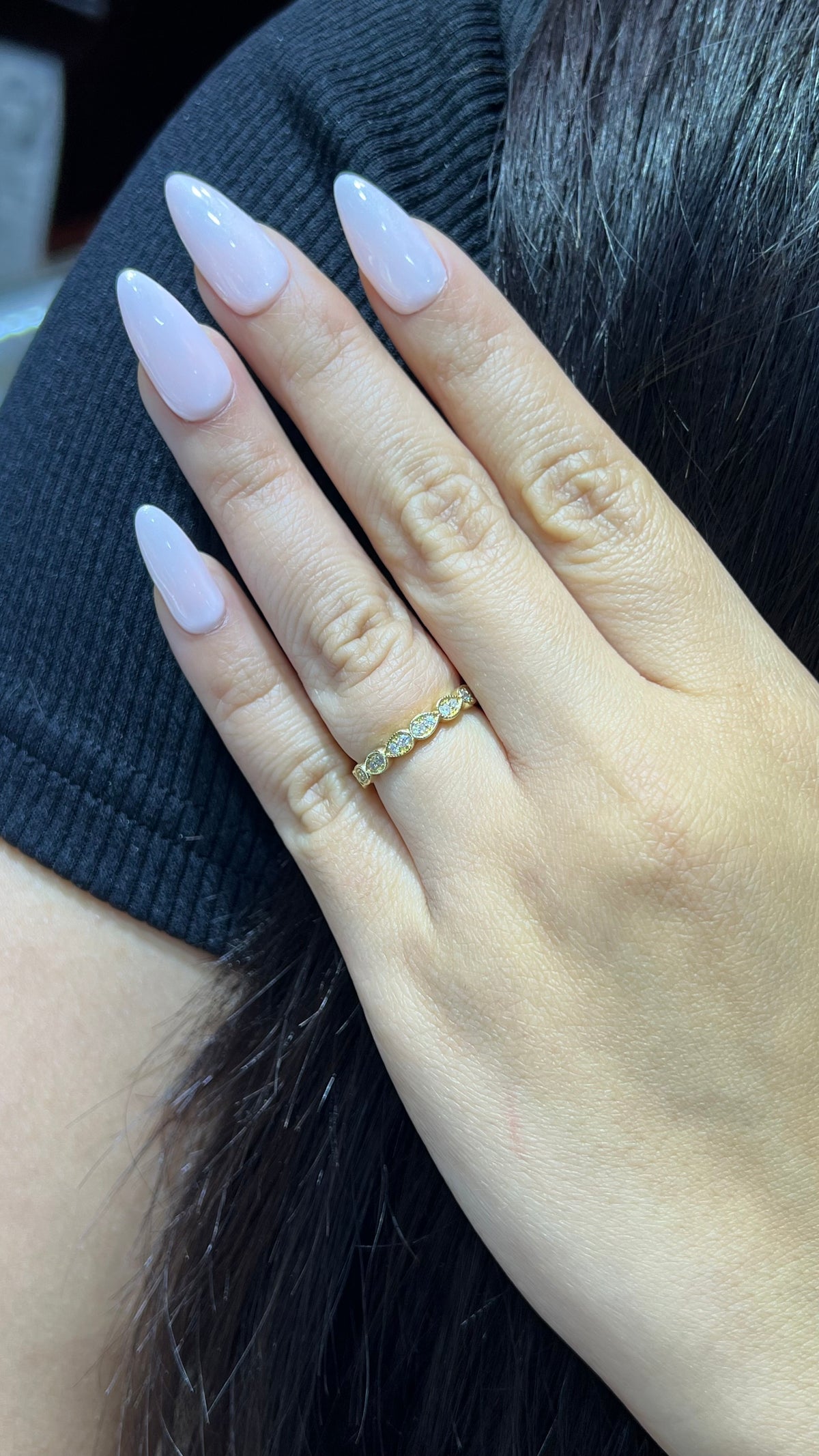 0.25ct Milgrain Beaded Diamond Wedding Band 14K Gold BAN068