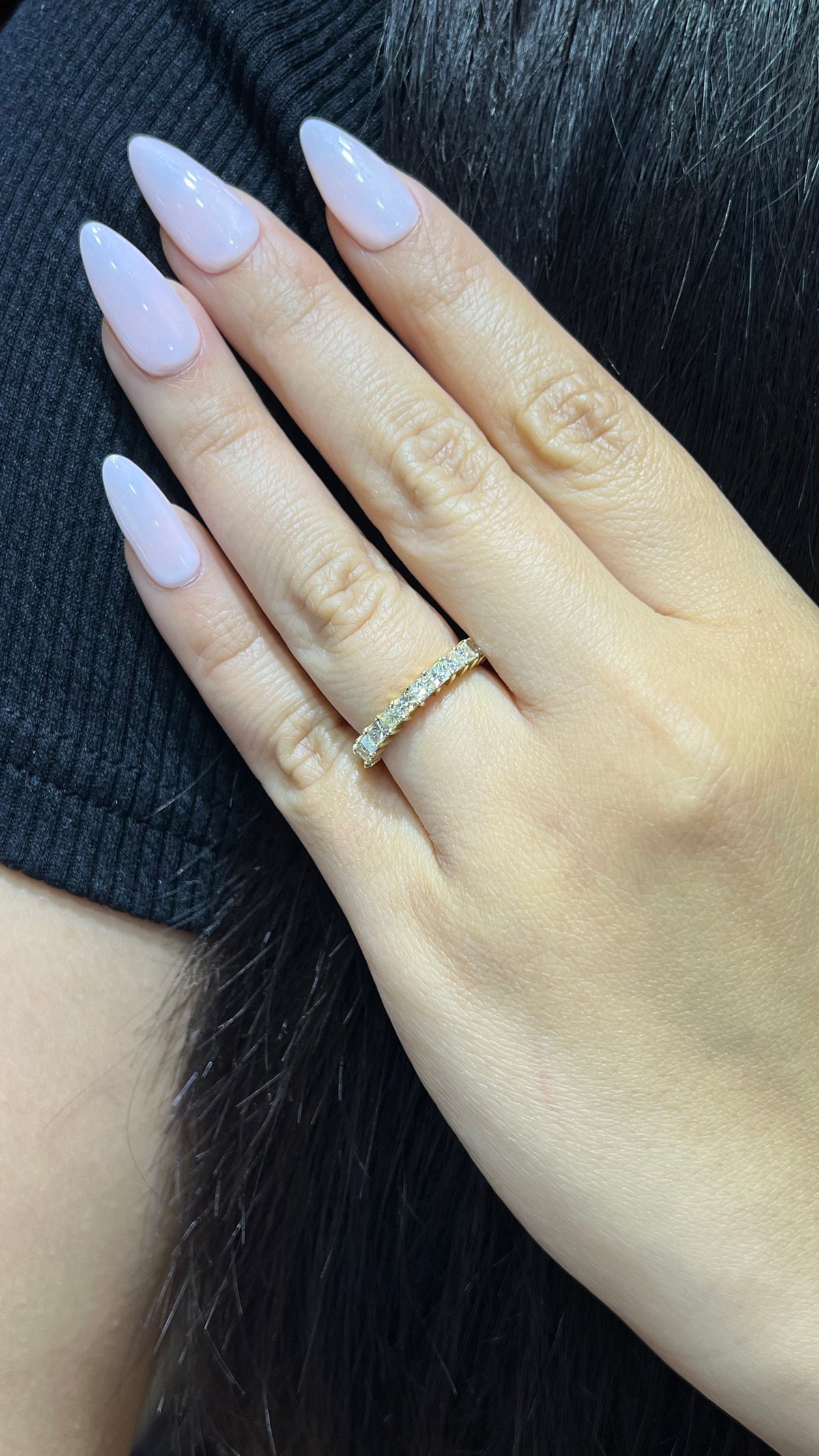 1.05ct Princess Cut Shared Prong Diamond Wedding Band 14K Gold Ban069