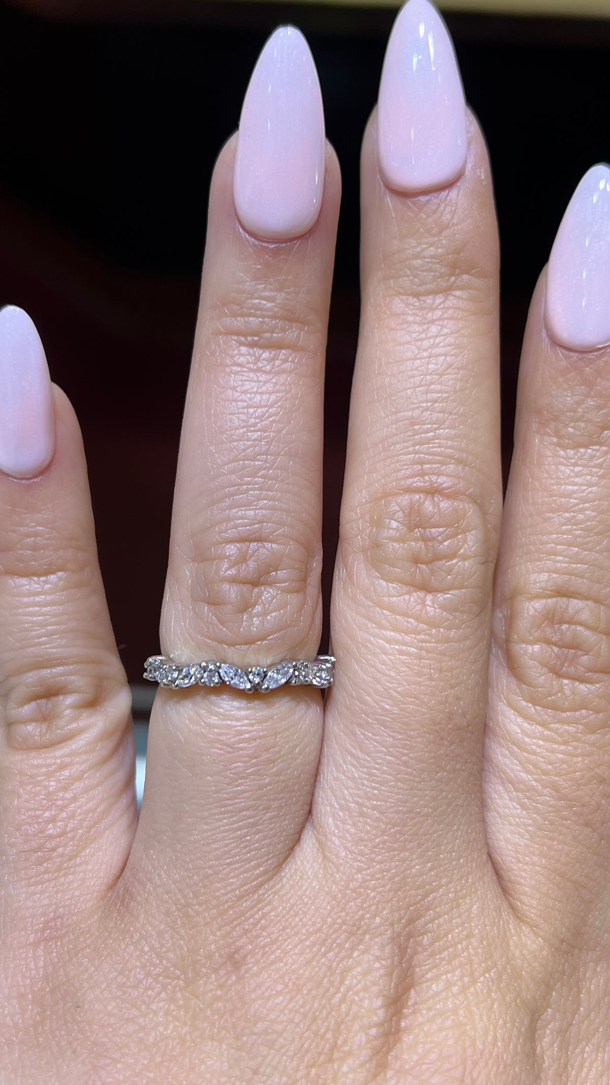 0.40ct Marquise and Round Diamond Wedding Band 14K Gold BAN076